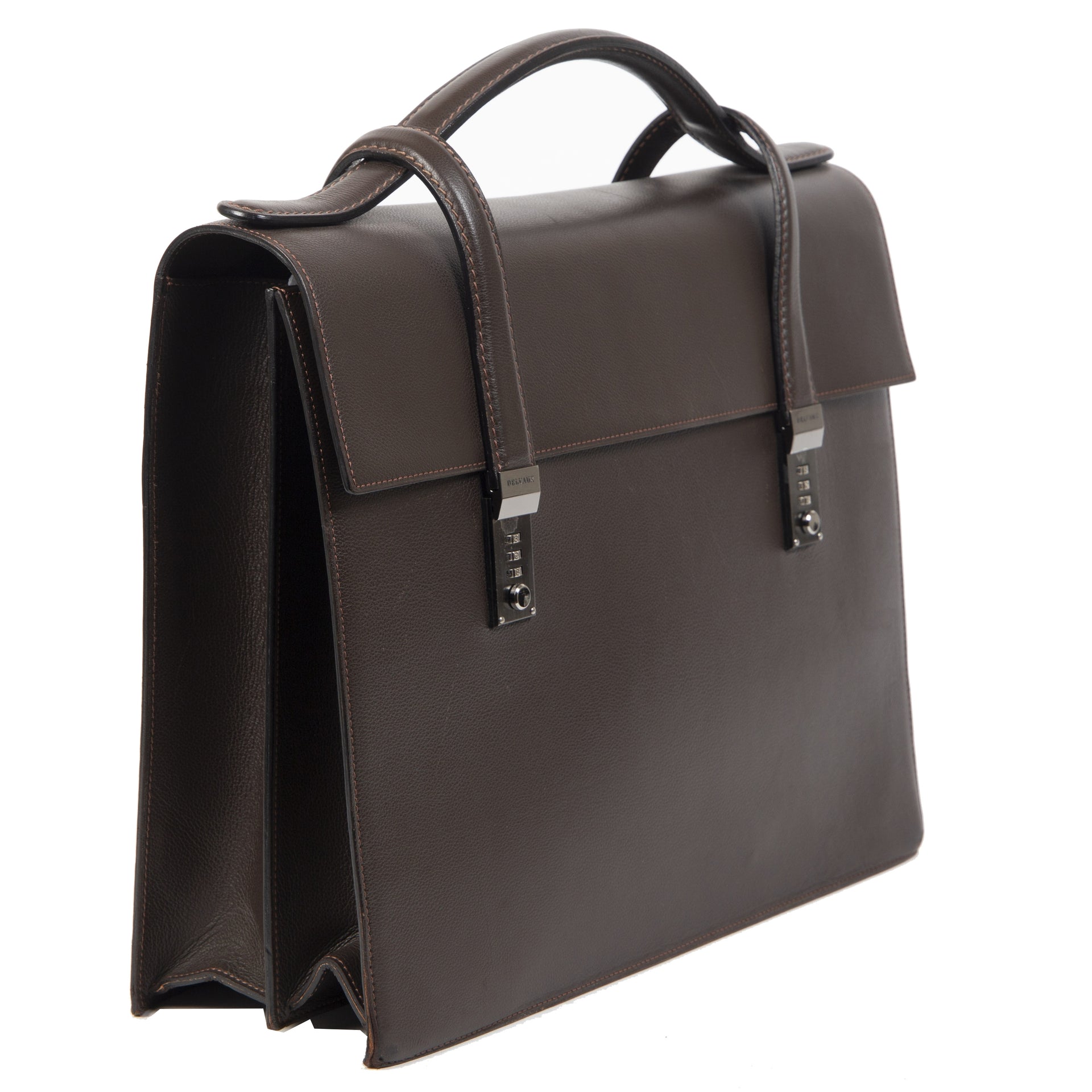 Authentieke Tweedehands Delvaux Dark Brown Briefcase juiste prijs veilig online shoppen luxe merken webshop winkelen Antwerpen België mode fashion