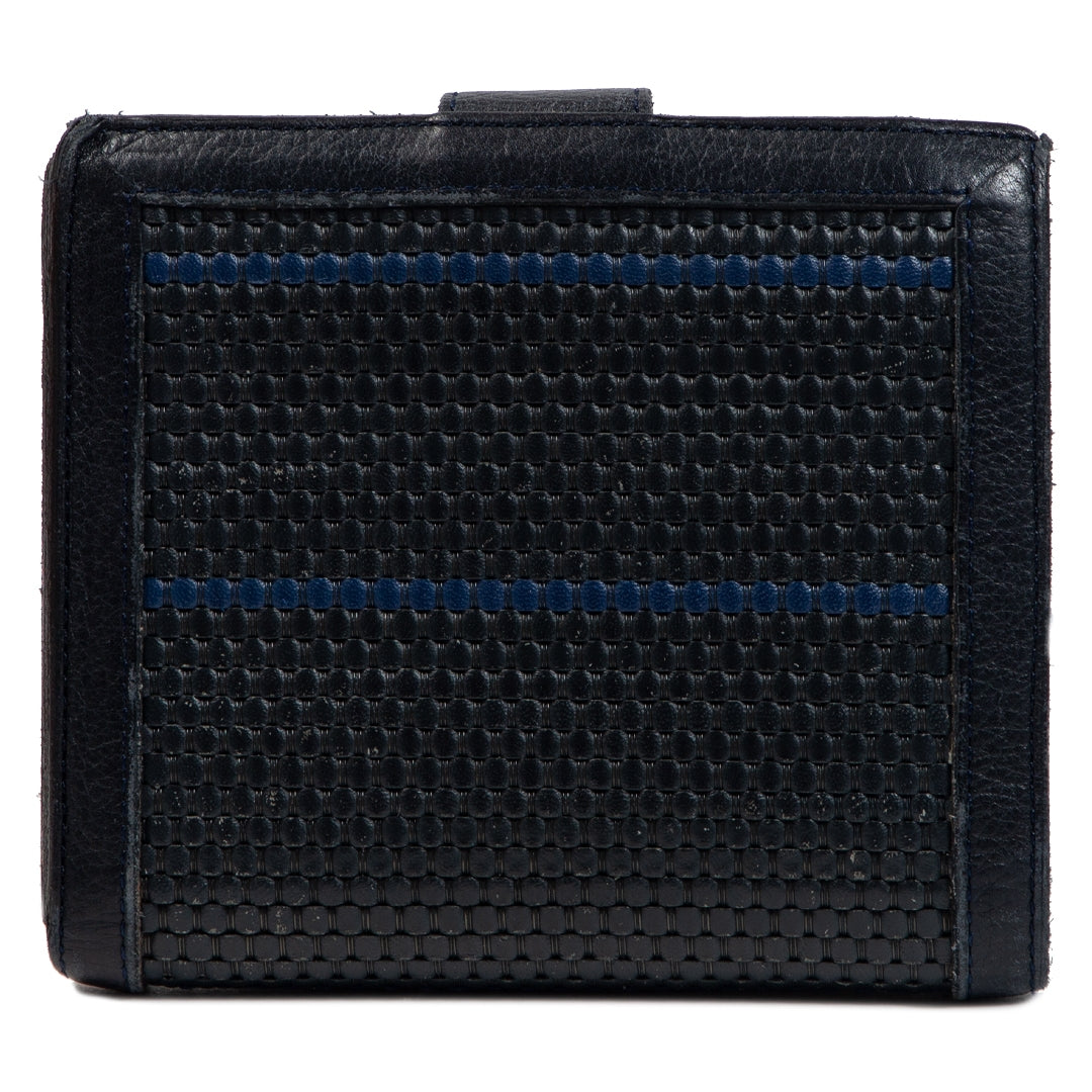 Authentieke Tweedehands Delvaux Blue Toile de Cuir Wallet juiste prijs veilig online shoppen luxe merken webshop winkelen Antwerpen België mode fashion