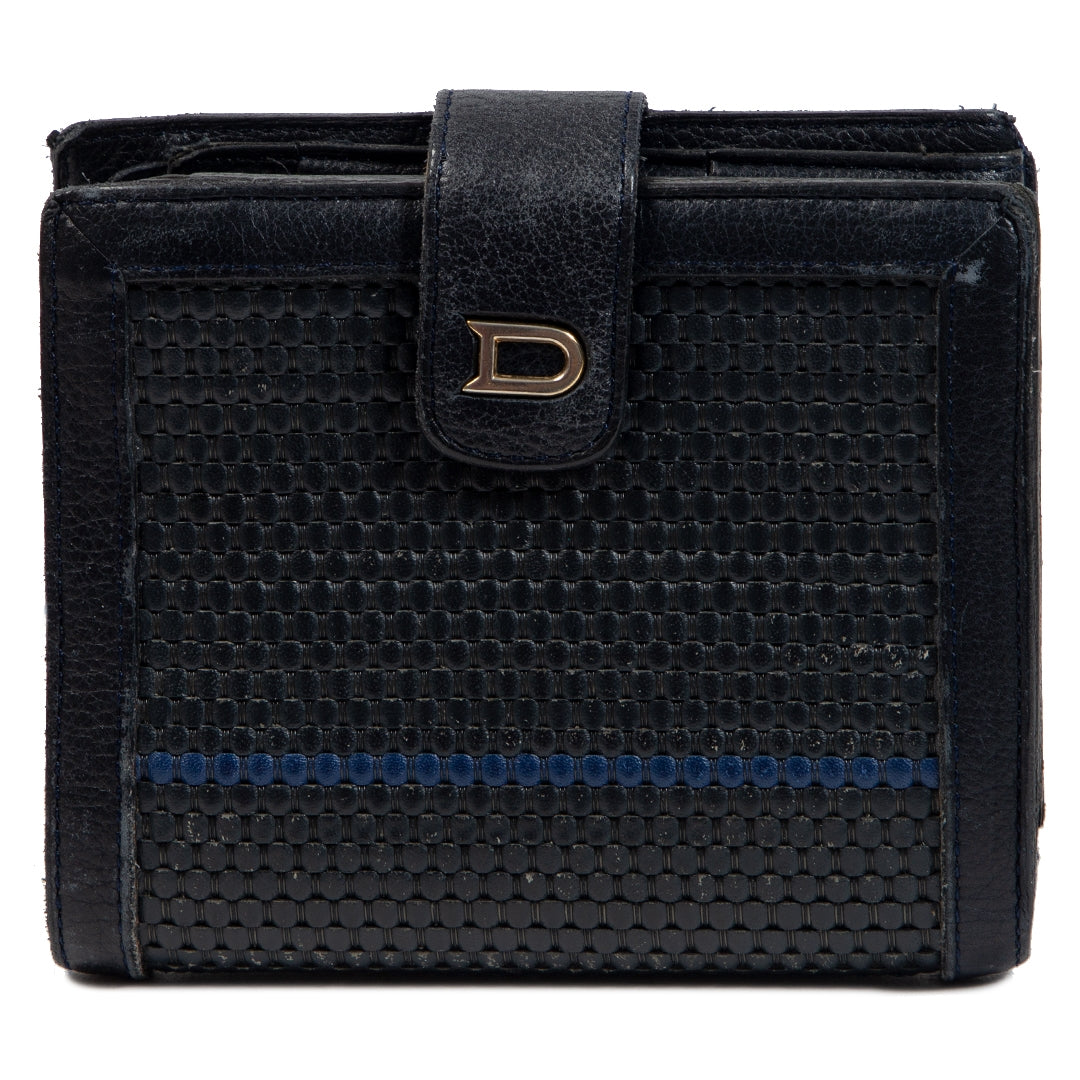 Authentieke Tweedehands Delvaux Blue Toile de Cuir Wallet juiste prijs veilig online shoppen luxe merken webshop winkelen Antwerpen België mode fashion