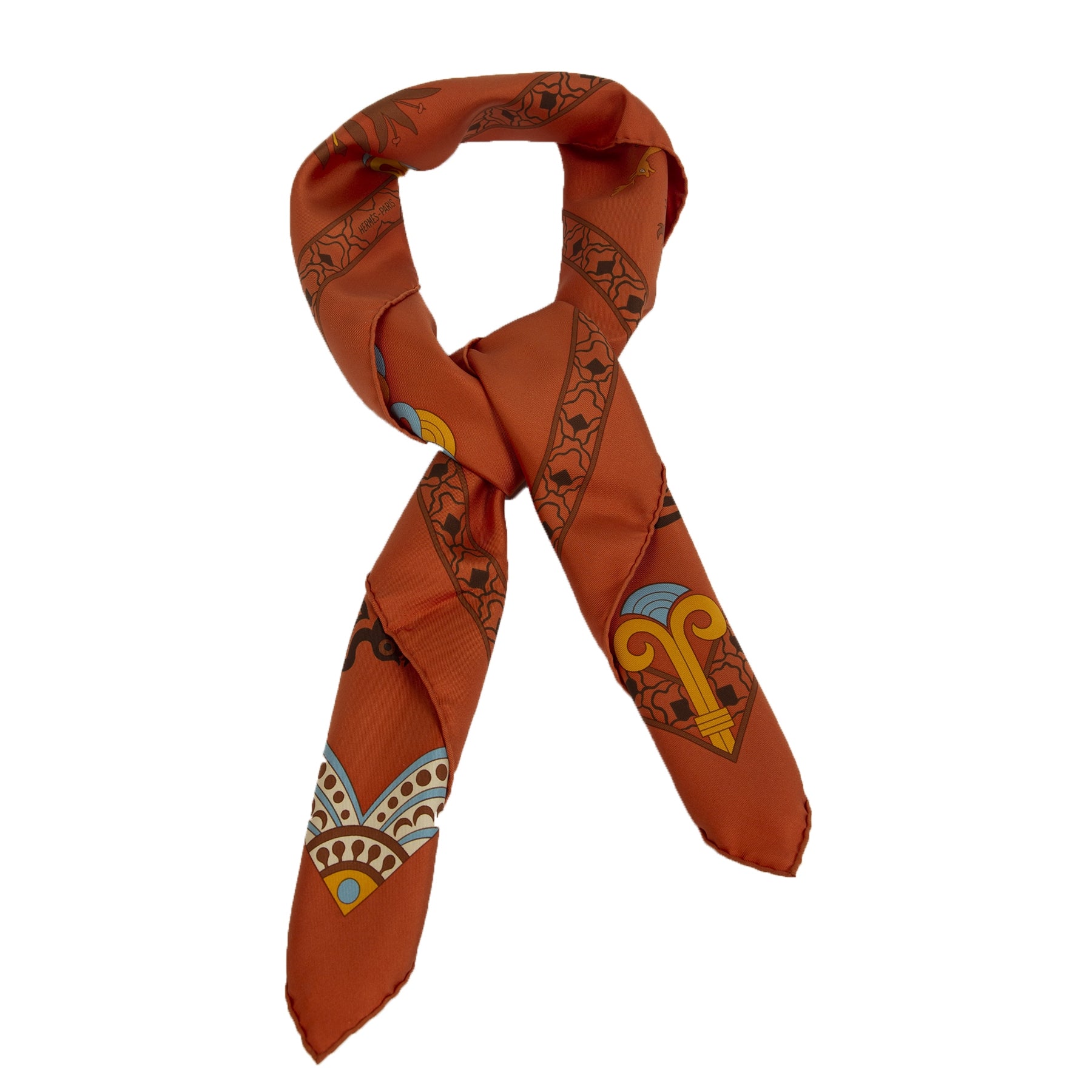 Authentieke Tweedehands Hermès Silk Carré Scarf 'Les Printemps de Thera' juiste prijs veilig online shoppen luxe merken webshop winkelen Antwerpen België mode fashion