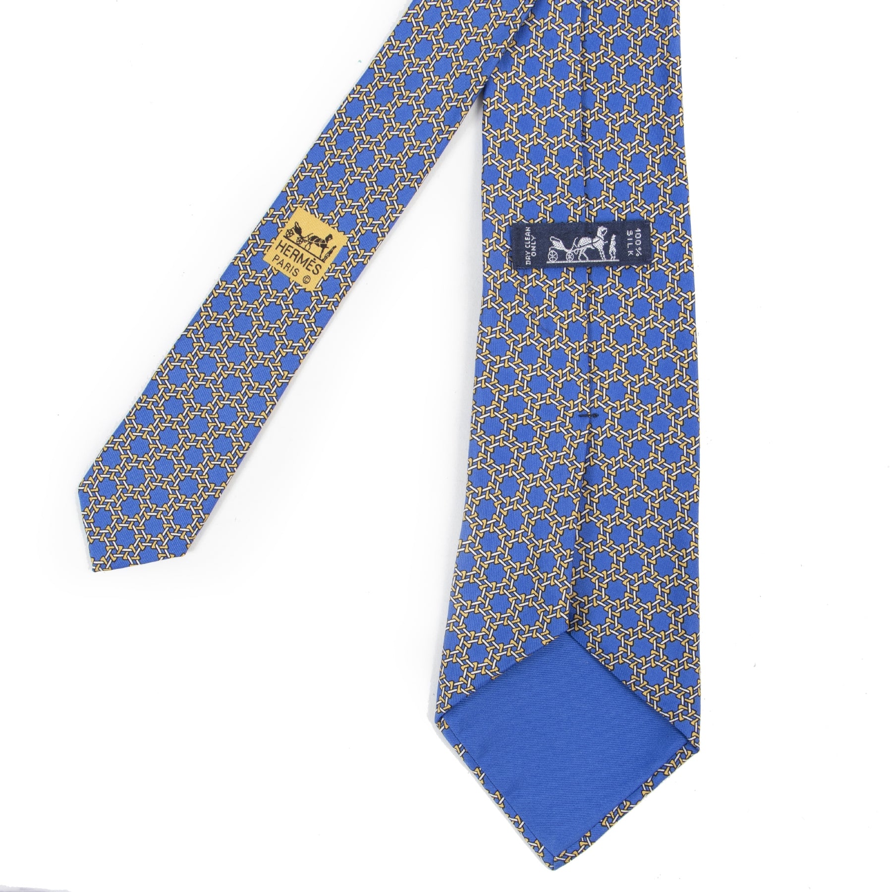 Authentieke Tweedehands Hermès Blue Decorated Tie juiste prijs veilig online shoppen luxe merken webshop winkelen Antwerpen België mode fashion