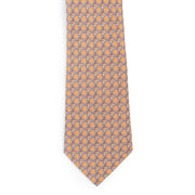 Authentic secondhand Hermès Orange Chain Links Silk Tie designer accessories fashion luxury vintage webshop safe secure online shopping