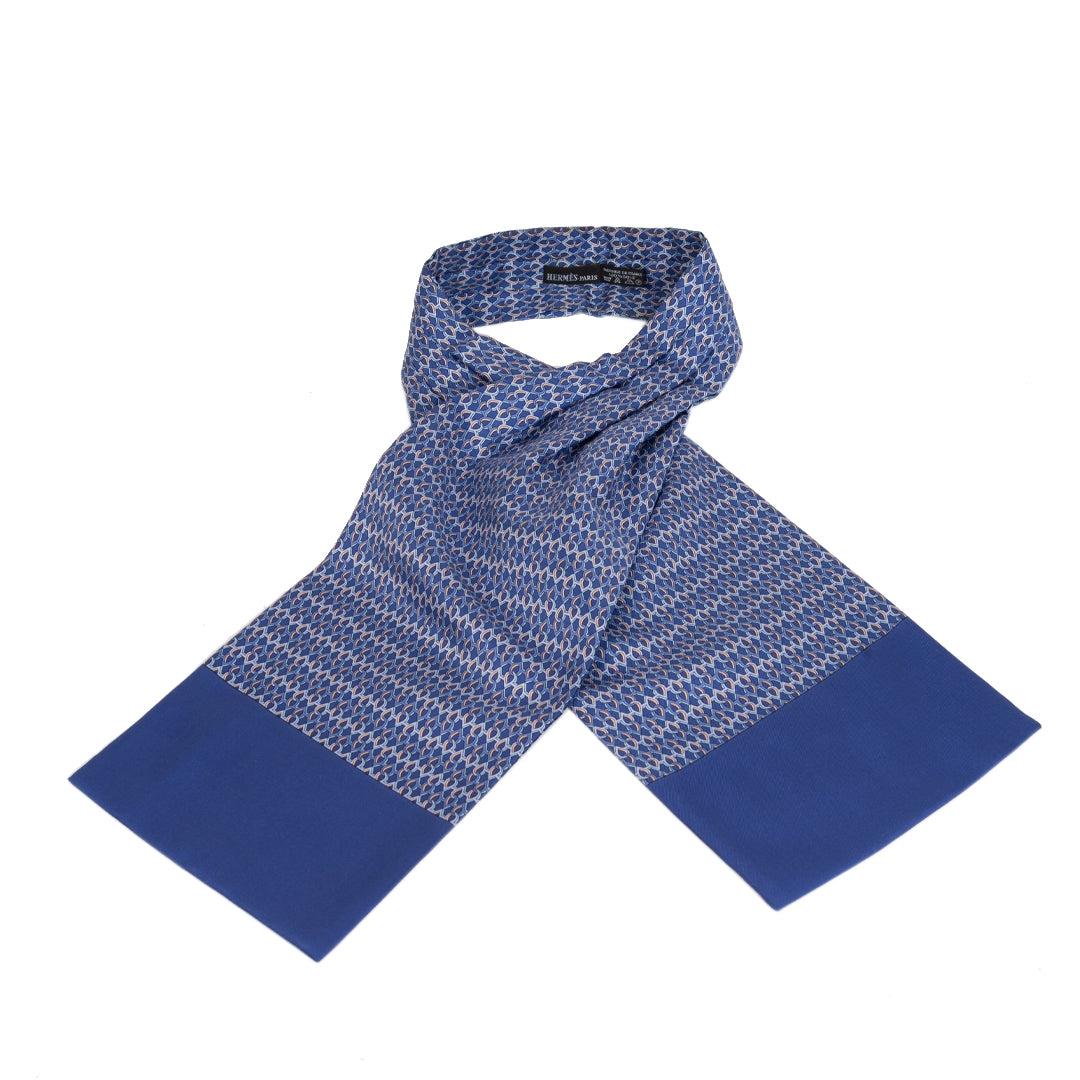Authentieke Tweedehands Hermès Blue Pleated Scarf juiste prijs veilig online shoppen luxe merken webshop winkelen Antwerpen België mode fashion