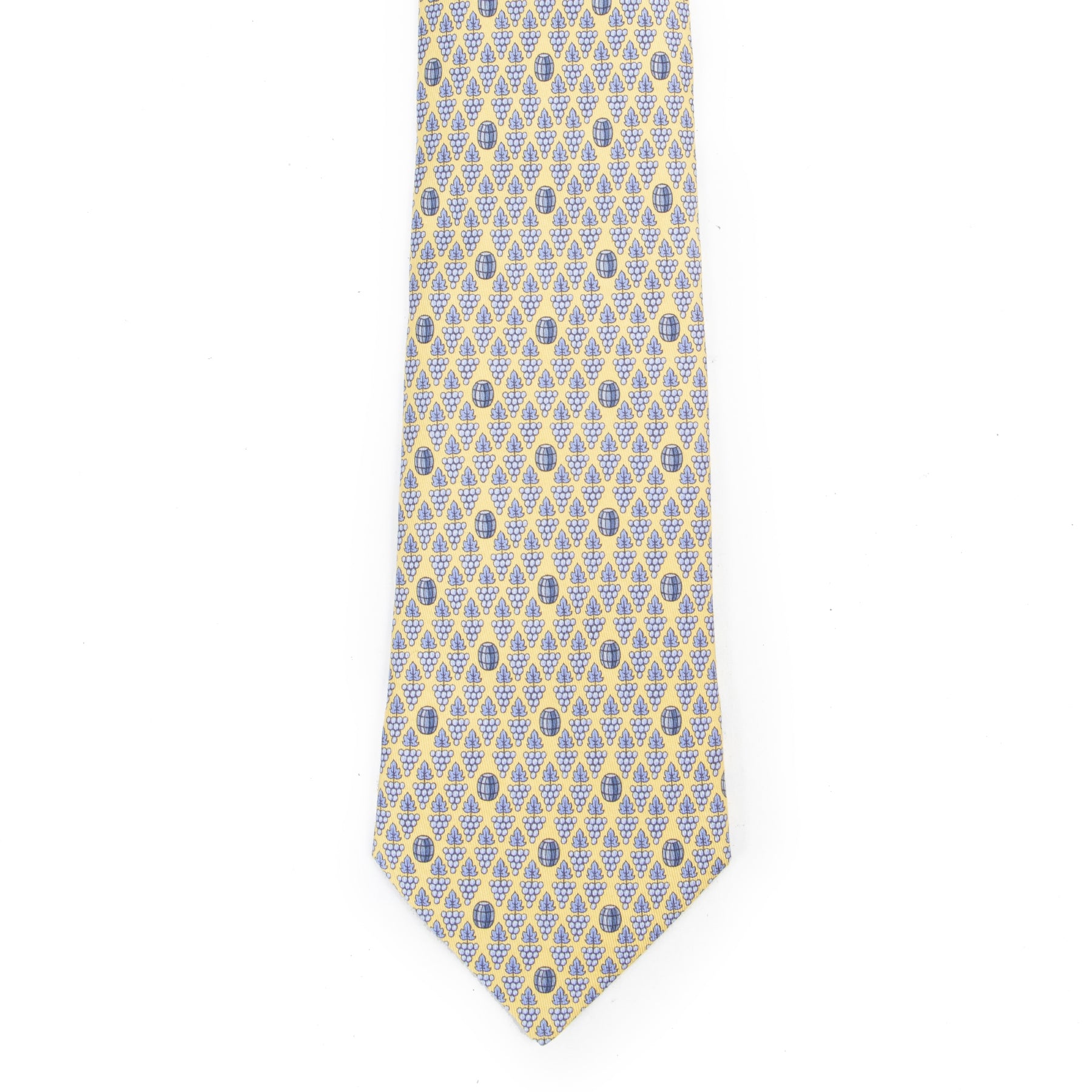 Authentieke Tweedehands Hermès Yellow Blue Pattern Silk Tie juiste prijs veilig online shoppen luxe merken webshop winkelen Antwerpen België mode fashion