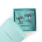 Authentieke Tweedehands Tiffany & Co Paloma Picasso Groove Cufflinks Blue Enamel juiste prijs veilig online shoppen luxe merken webshop winkelen Antwerpen België mode fashion