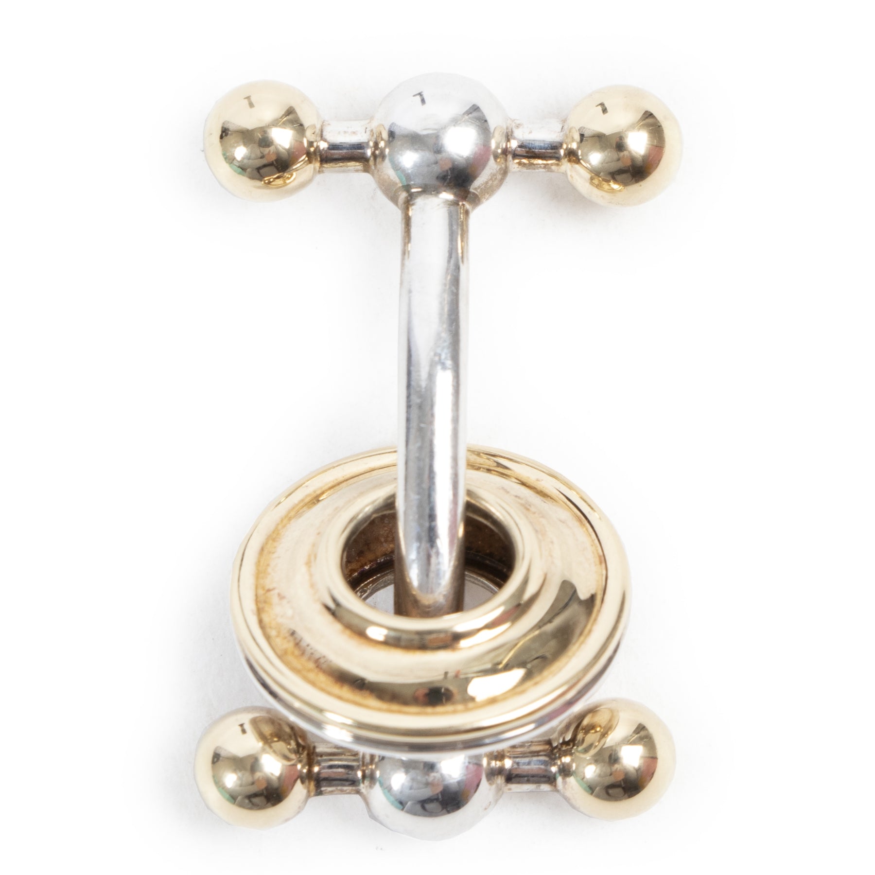 Authentieke Tweedehands Tiffany & Co Paloma Picasso Sterling Silver Yellow Gold Cufflinks juiste prijs veilig online shoppen luxe merken webshop winkelen Antwerpen België mode fashion