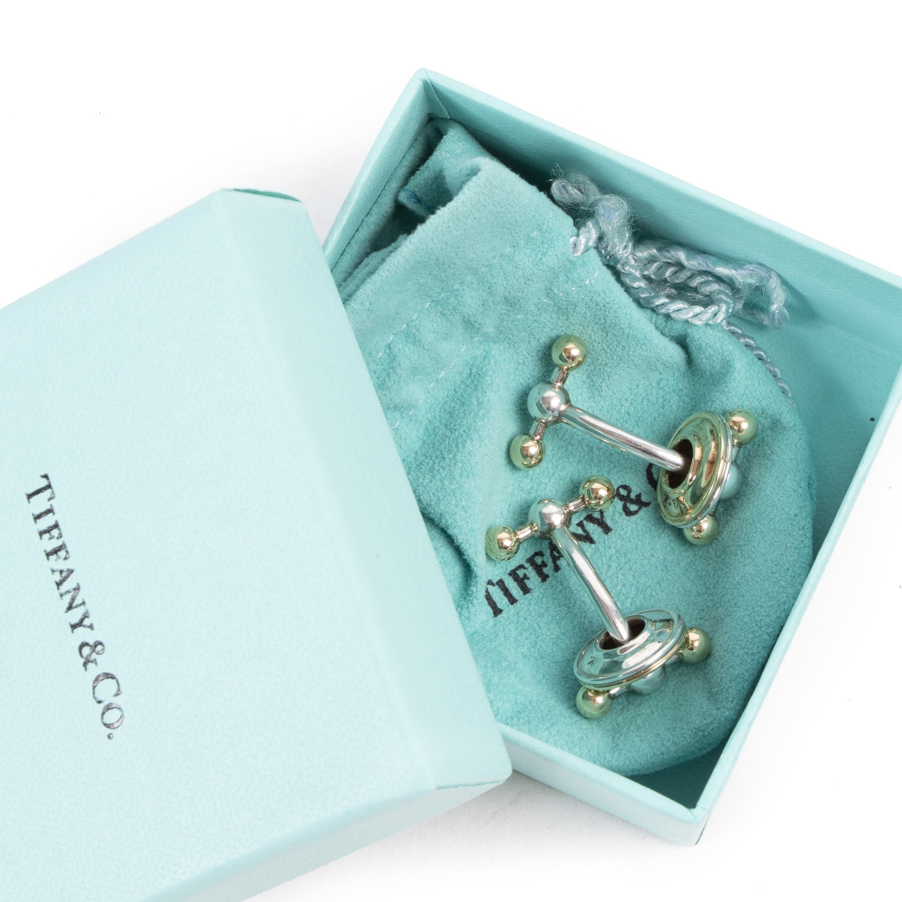 Authentieke Tweedehands Tiffany & Co Paloma Picasso Sterling Silver Yellow Gold Cufflinks juiste prijs veilig online shoppen luxe merken webshop winkelen Antwerpen België mode fashion