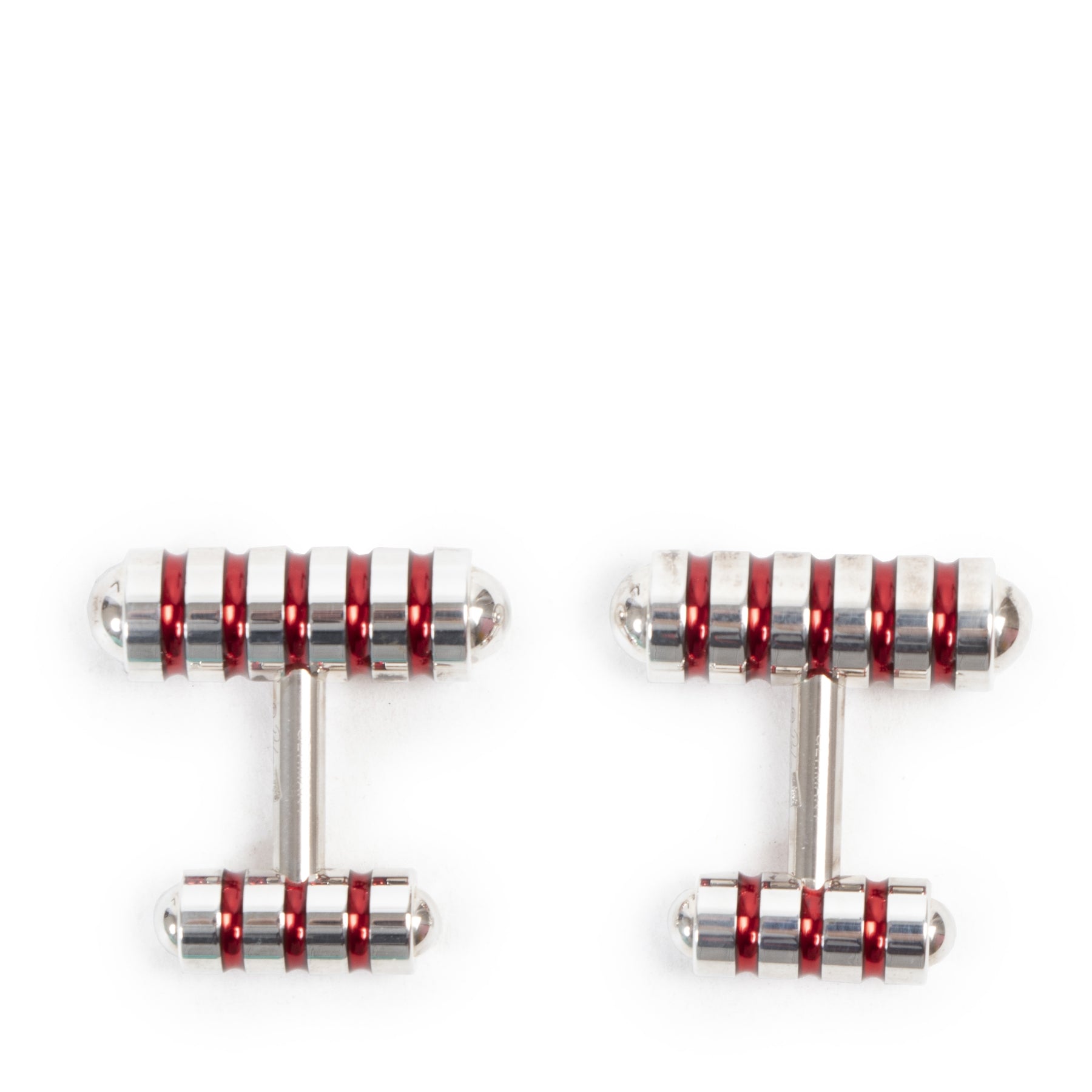 Authentieke Tweedehands Tiffany & Co Paloma Picasso Silver Red Enamel Cufflinks juiste prijs veilig online shoppen luxe merken webshop winkelen Antwerpen België mode fashion
