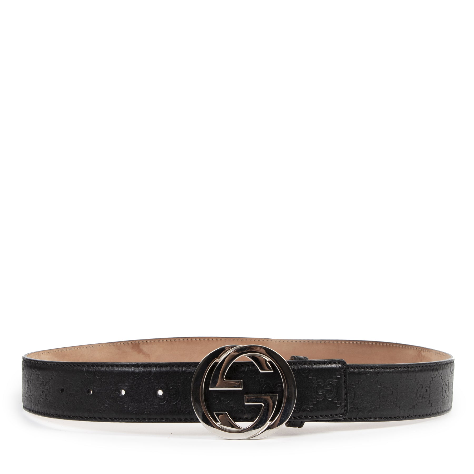 Gucci Black Monogram Belt - size 90