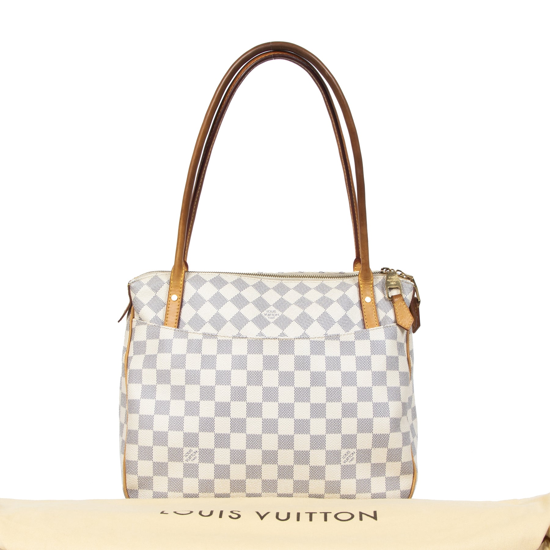 Authentic secondhand Louis Vuitton Figheri Damier Azur Shoulder Bag designer bags accessories designer brands luxury vintage webshop fashion safe secure online shopping worldwide shipping