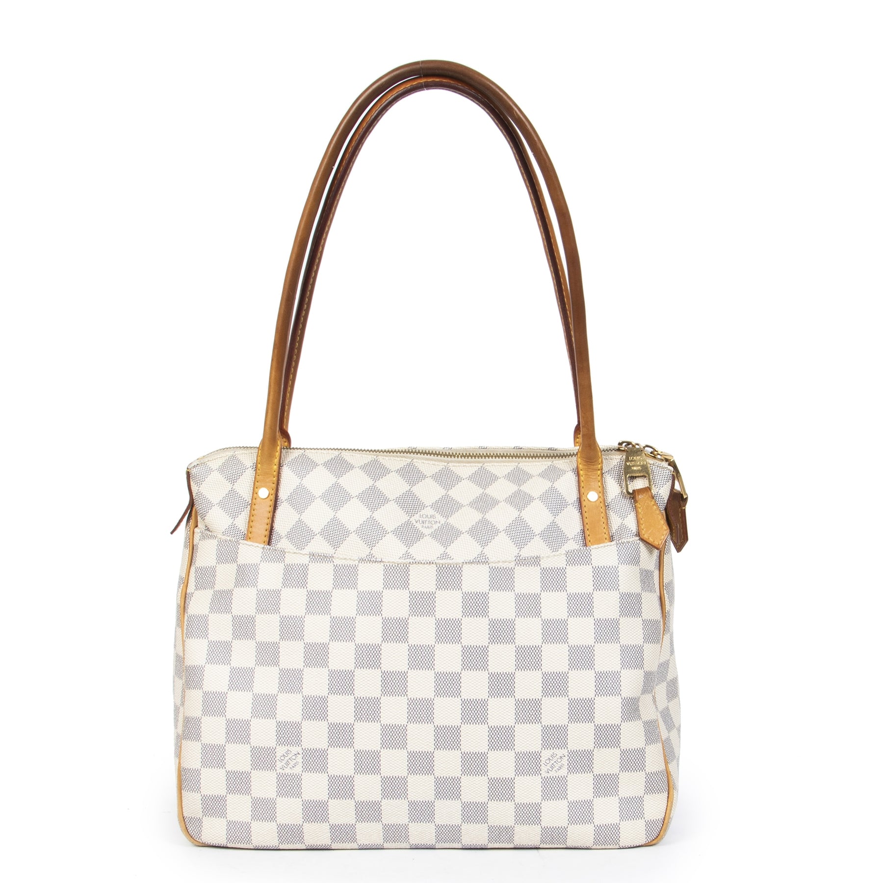 Authentieke Tweedehands Louis Vuitton Figheri Damier Azur Shoulder Bag juiste prijs veilig online shoppen luxe merken webshop winkelen Antwerpen België mode fashion