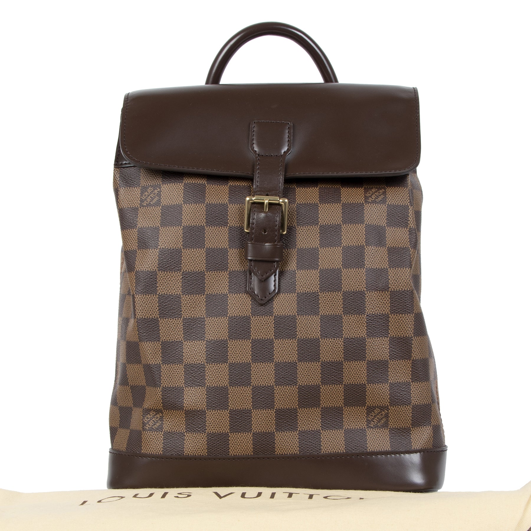 Authentic secondhand Louis Vuitton Soho Damier Ebene Backpack designer bags backpacks designer brands luxury vintage webshop safe secure online shopping worldwide shipping