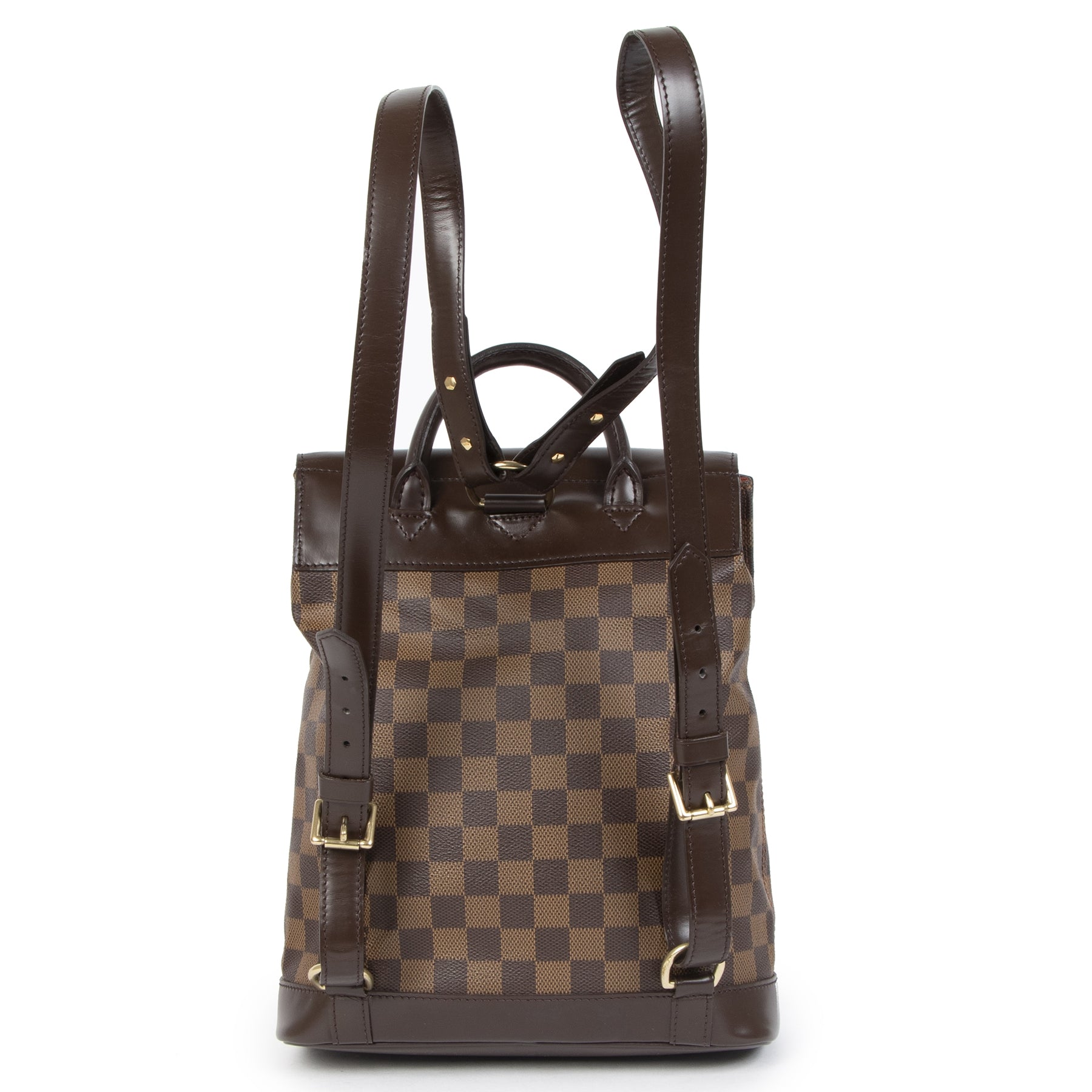 Authentic secondhand Louis Vuitton Soho Damier Ebene Backpack designer bags backpacks designer brands luxury vintage webshop safe secure online shopping worldwide shipping