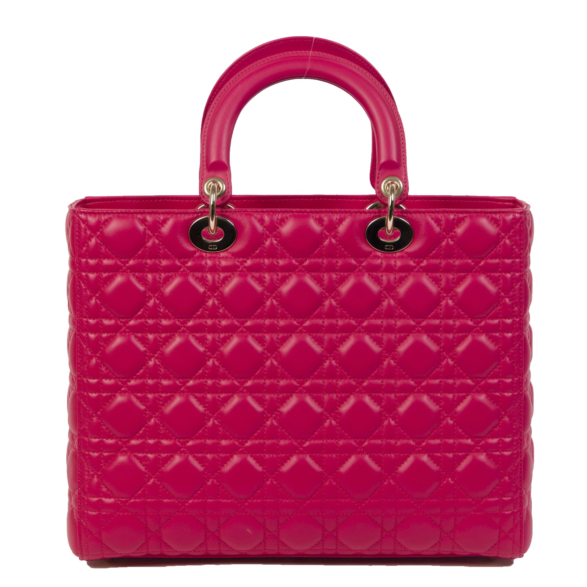 Authentieke Tweedehands Dior Lady Dior Lambskin Medium Tote Hot Pink juiste prijs veilig online shoppen luxe merken webshop winkelen Antwerpen België mode fashion