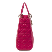 Authentieke Tweedehands Dior Lady Dior Lambskin Medium Tote Hot Pink juiste prijs veilig online shoppen luxe merken webshop winkelen Antwerpen België mode fashion