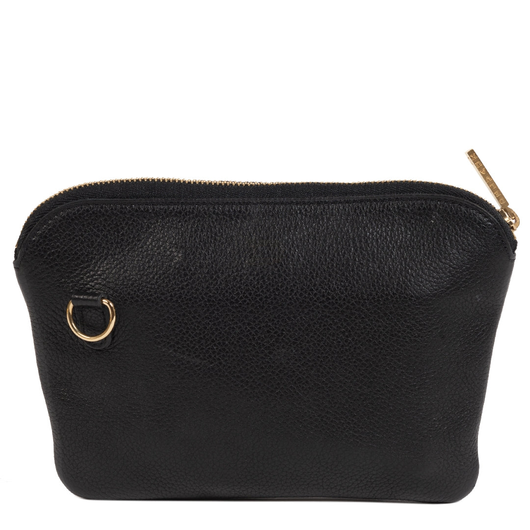 Authentieke Tweedehands Delvaux Black Leather Pouch juiste prijs veilig online shoppen luxe merken webshop winkelen Antwerpen België mode fashion