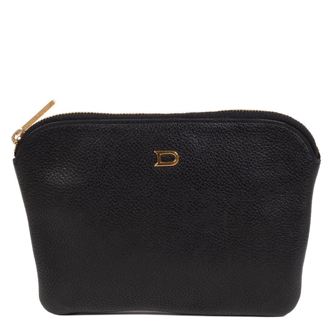 Authentieke Tweedehands Delvaux Black Leather Pouch juiste prijs veilig online shoppen luxe merken webshop winkelen Antwerpen België mode fashion