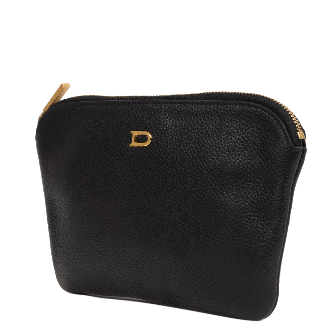 Authentieke Tweedehands Delvaux Black Leather Pouch juiste prijs veilig online shoppen luxe merken webshop winkelen Antwerpen België mode fashion