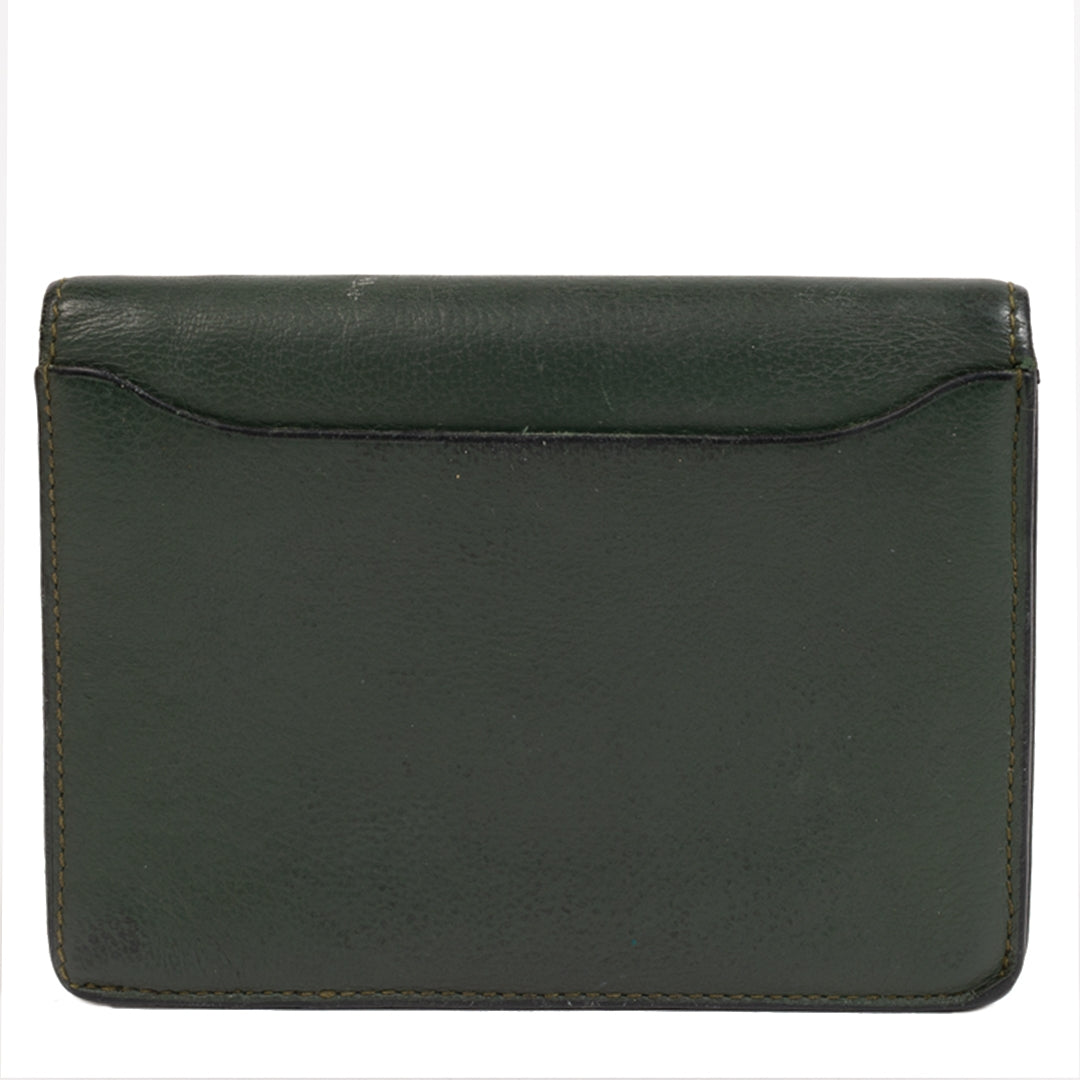 Authentieke Tweedehands Delvaux Green Leather Wallet juiste prijs veilig online shoppen luxe merken webshop winkelen Antwerpen België mode fashion
