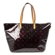 Authentic second-hand vintage Louis Vuitton Bellevue Vernis Amarante Tote buy online webshop LabelLOV