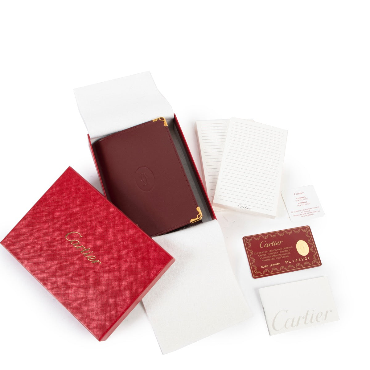 Cartier Burgundy notebook Paperholder for sale on safe site Labellov for 2nd hand designer items in real good condition