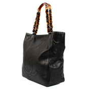Buy authentic second hand Chanel Black Leather Tortoise Chain Tote Bag at Labellov.com