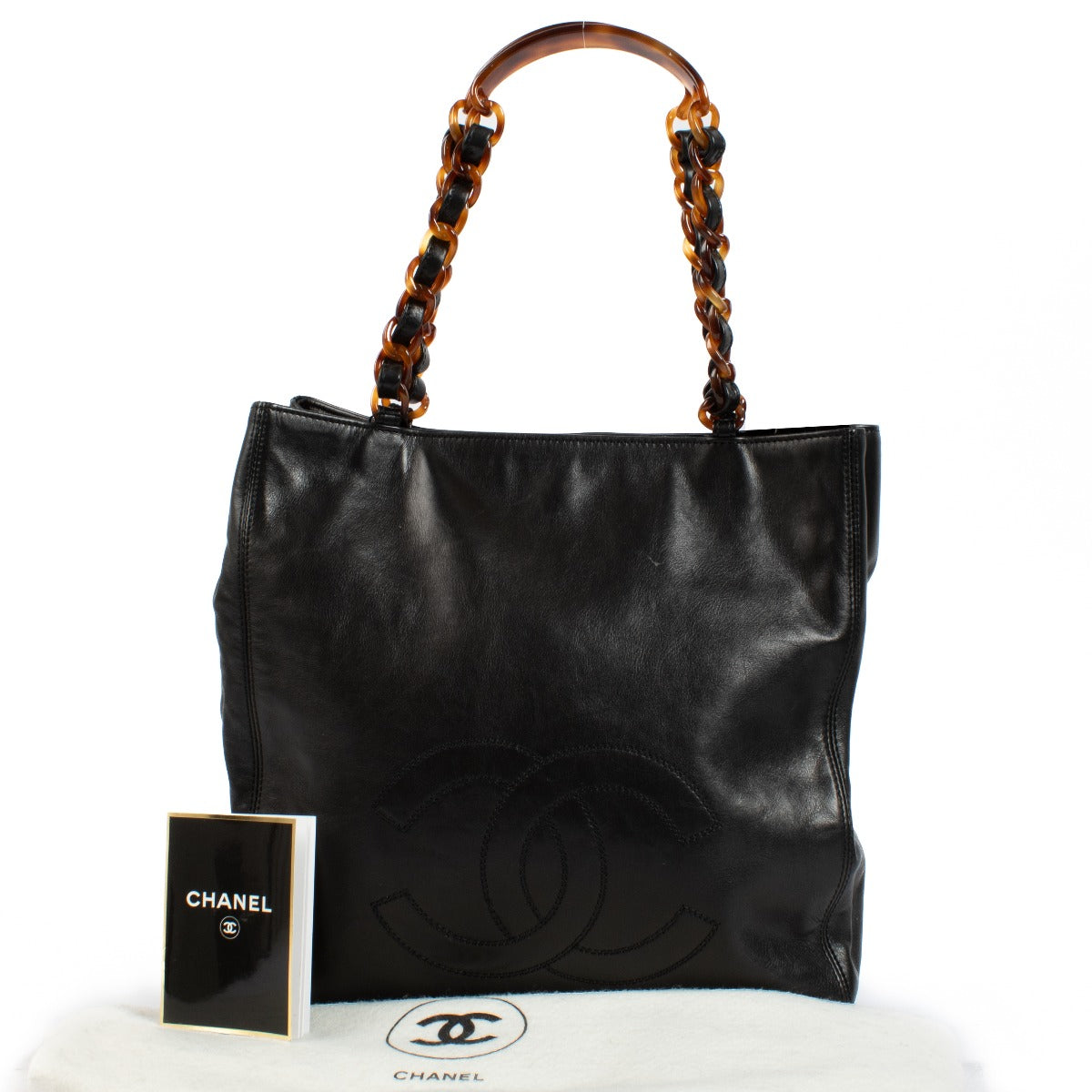 Buy authentic second hand Chanel Black Leather Tortoise Chain Tote Bag at Labellov.com