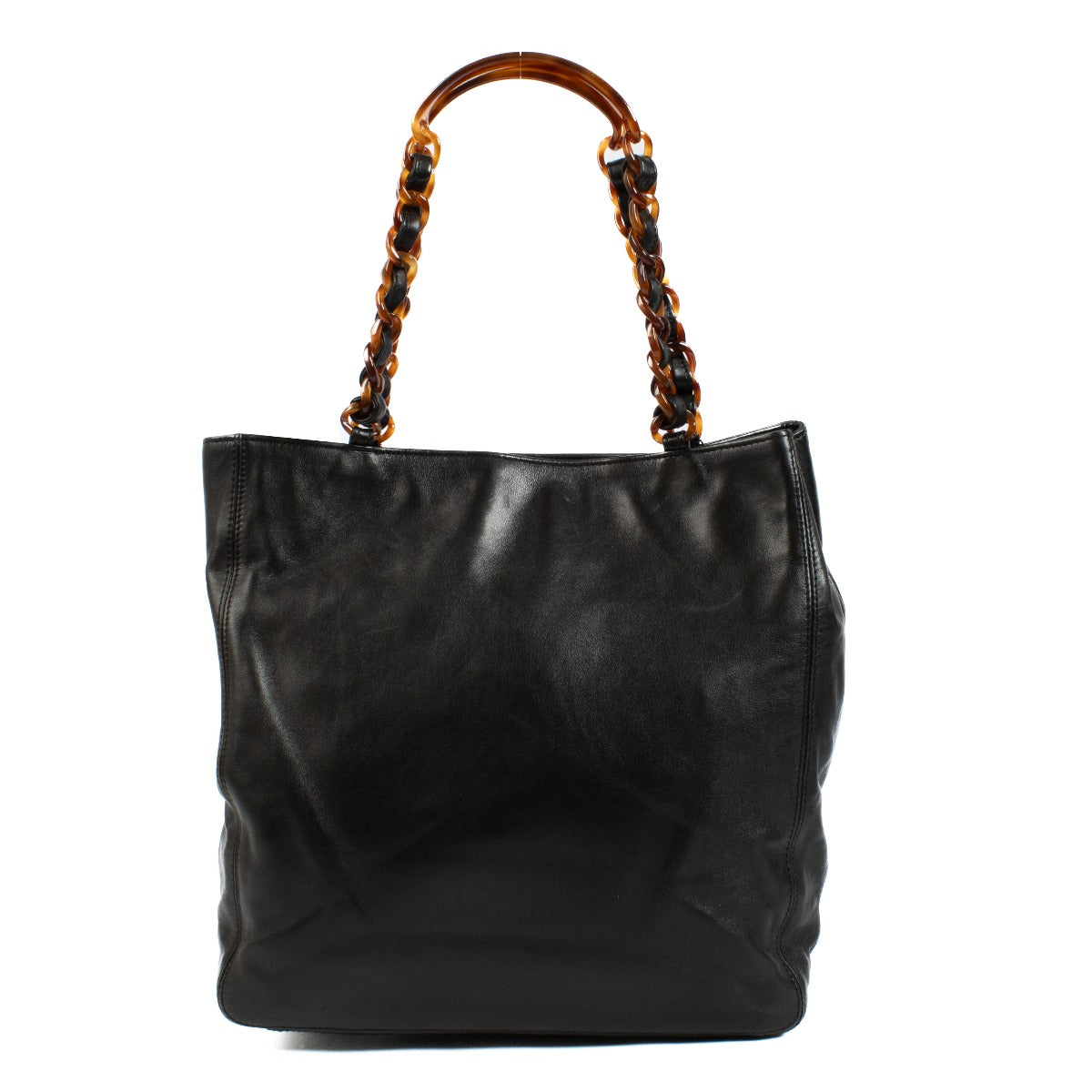 Buy authentic second hand Chanel Black Leather Tortoise Chain Tote Bag at Labellov.com