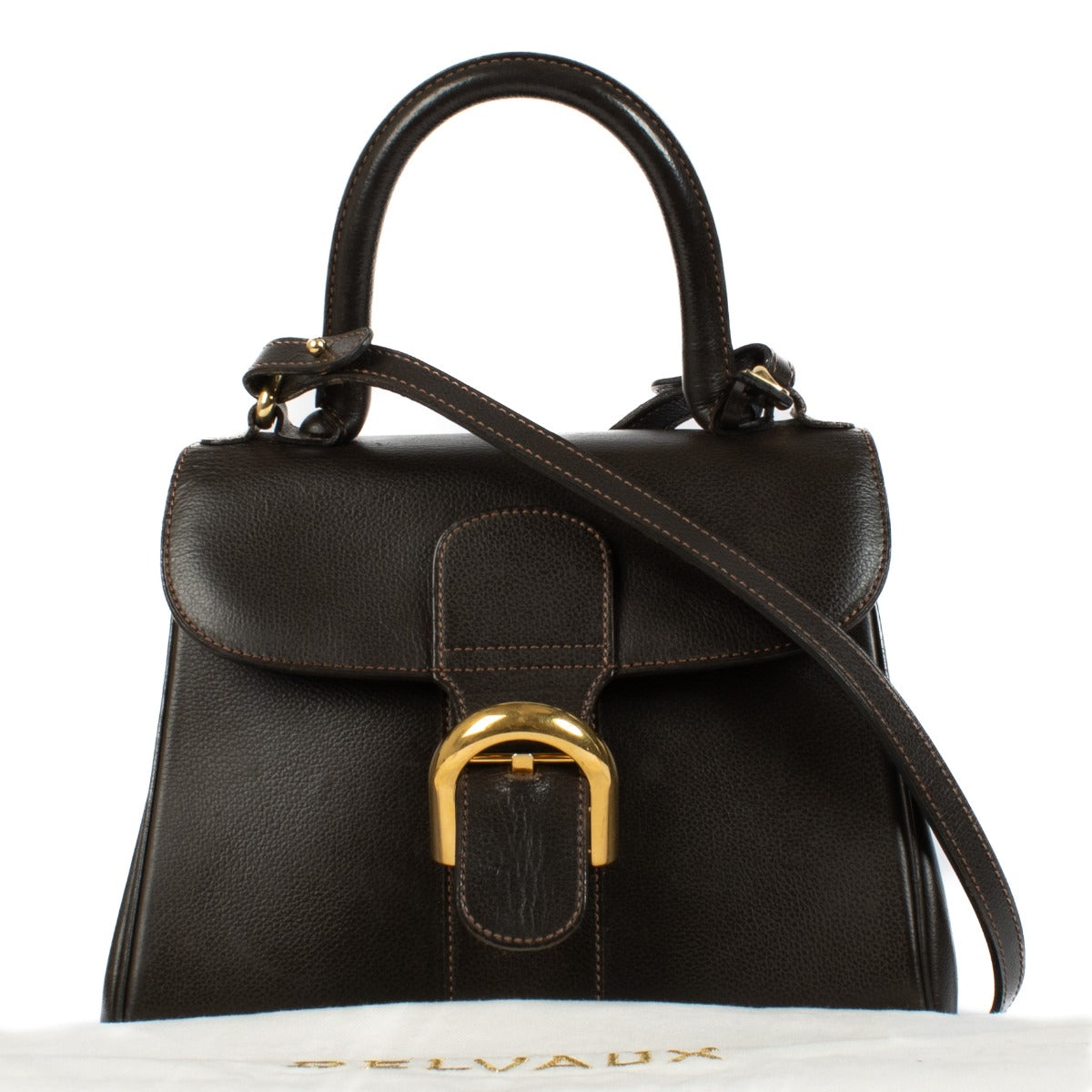 Shop safe online at Labellov in Antwerp, Brussels and Knokke this 100% authentic second hand Delvaux Brown Leather Brillant PM Bag