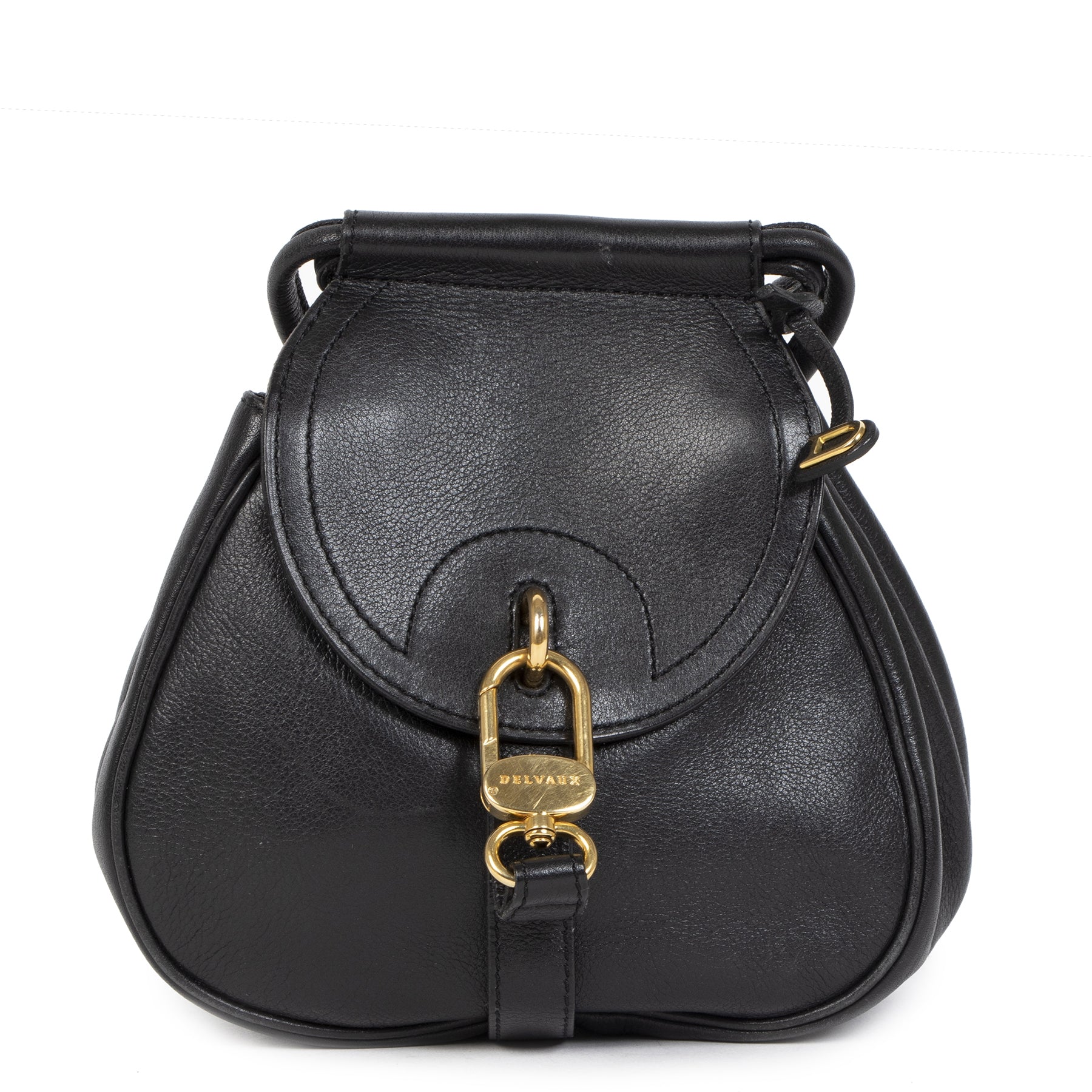 Authentic second-hand vintage Delvaux Black Mini Cerceau Crossbody Bag buy online webshop LabelLOV