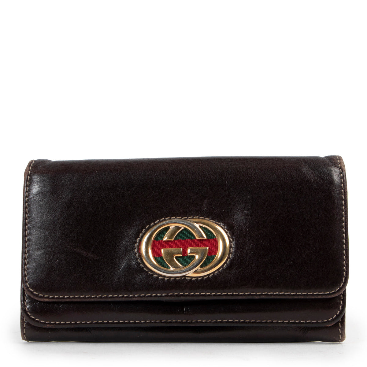 Gucci Brown GG Web Wallet at Labellov