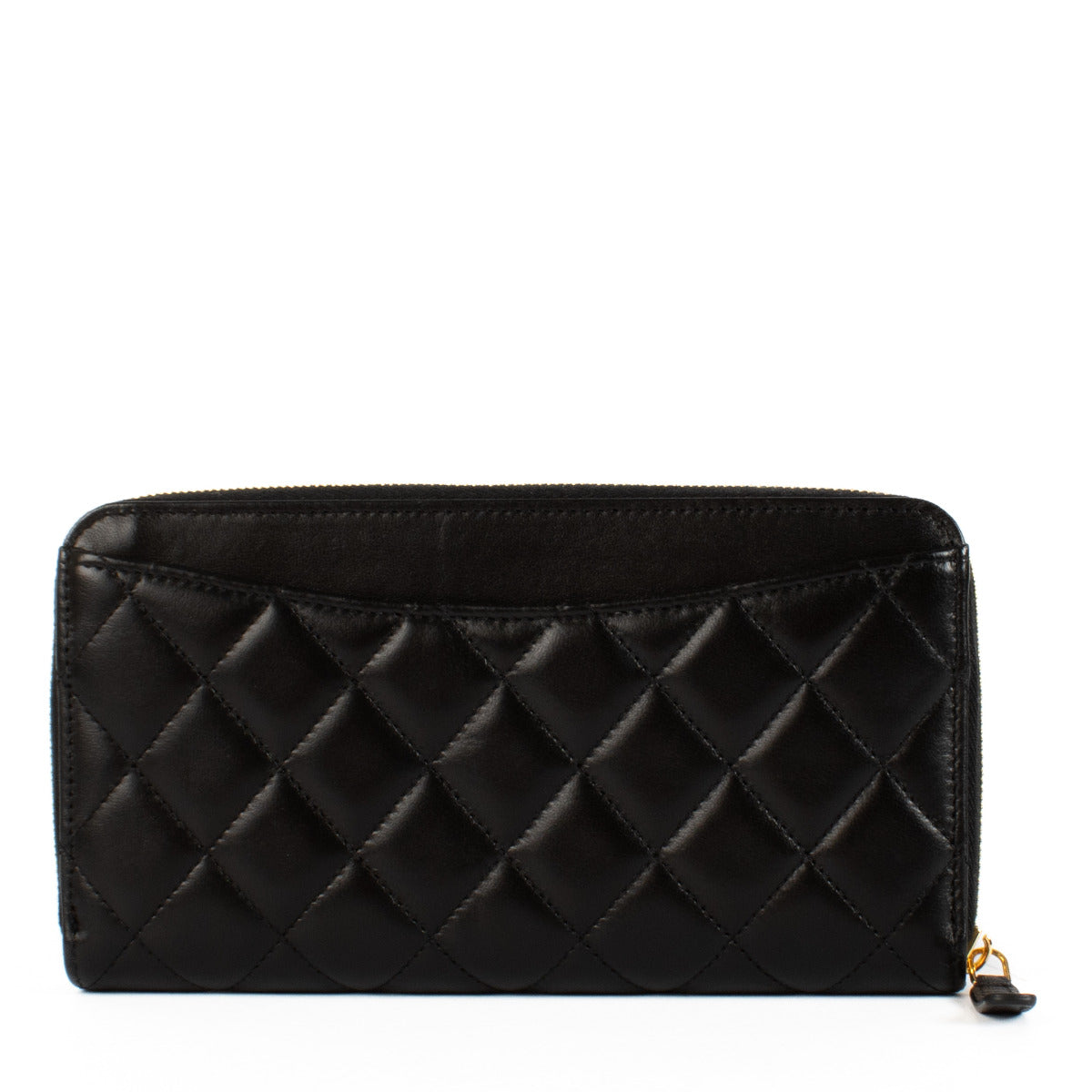 Portefeuille long Chanel en cuir d'agneau noir