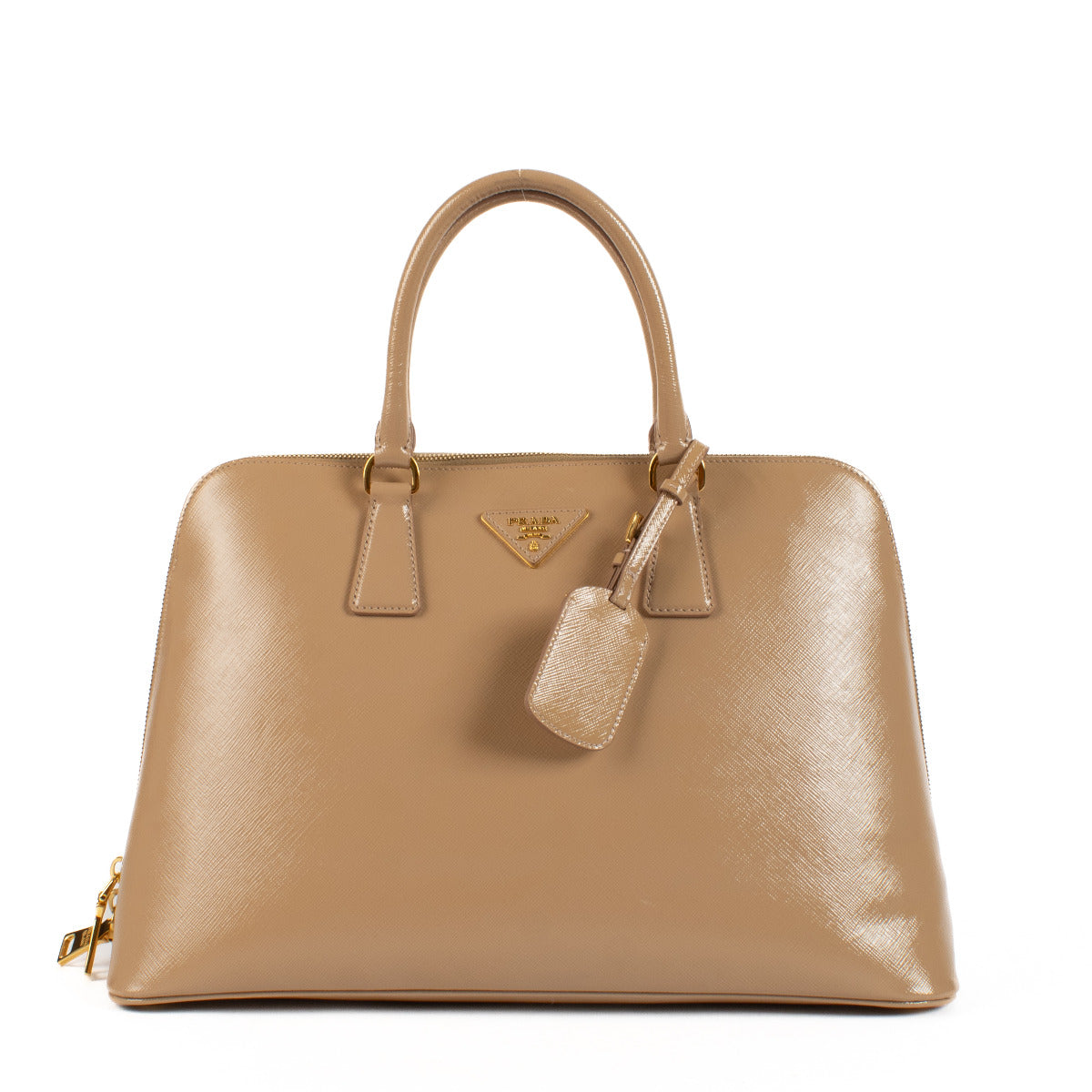 Prada Nude Pink Vernis Leather Top Handle Bag