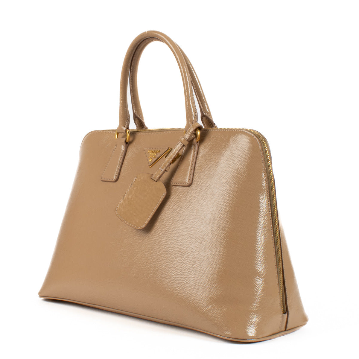 Prada Nude Roze Vernis Leren Handtas