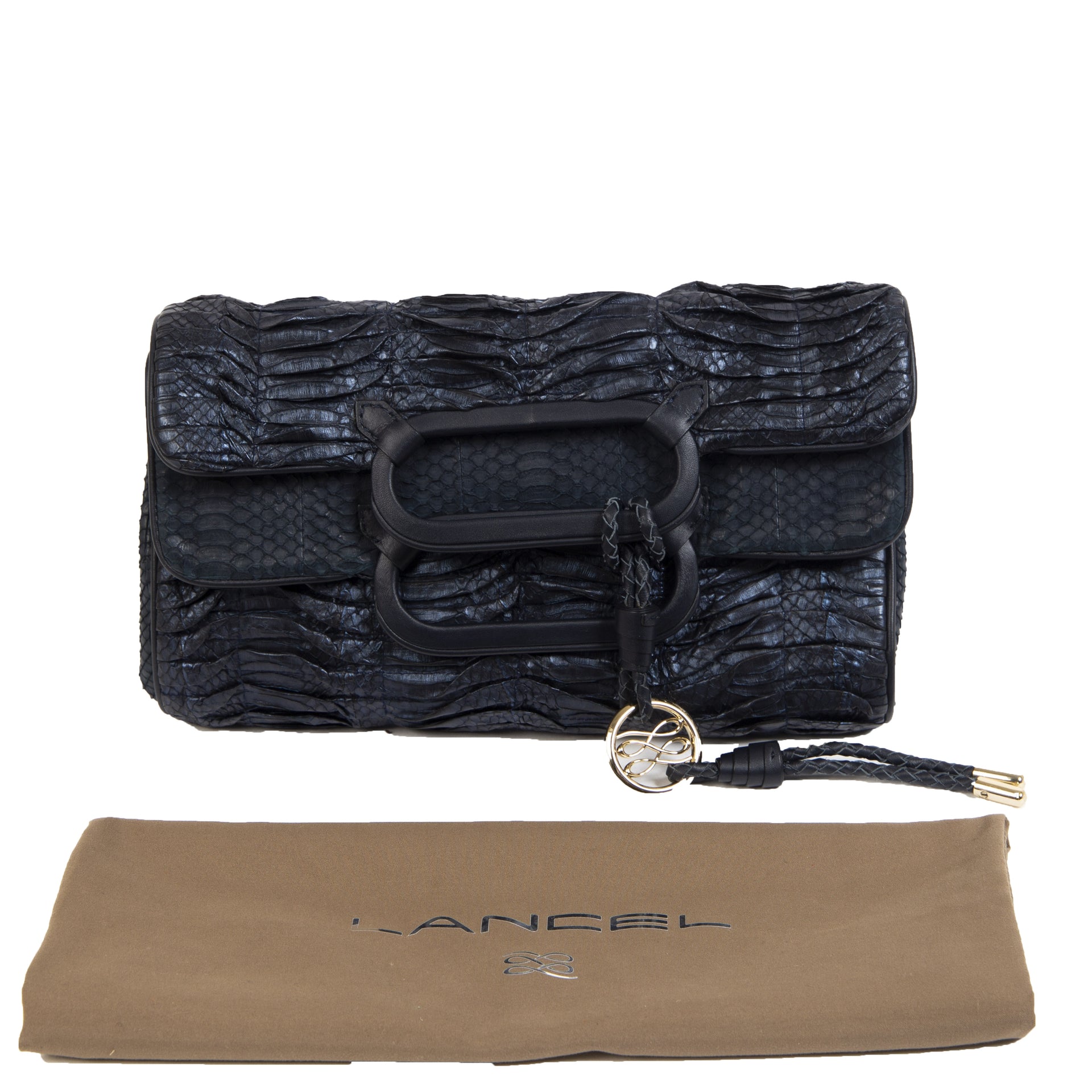 Lancel Blue Top Handle Clutch