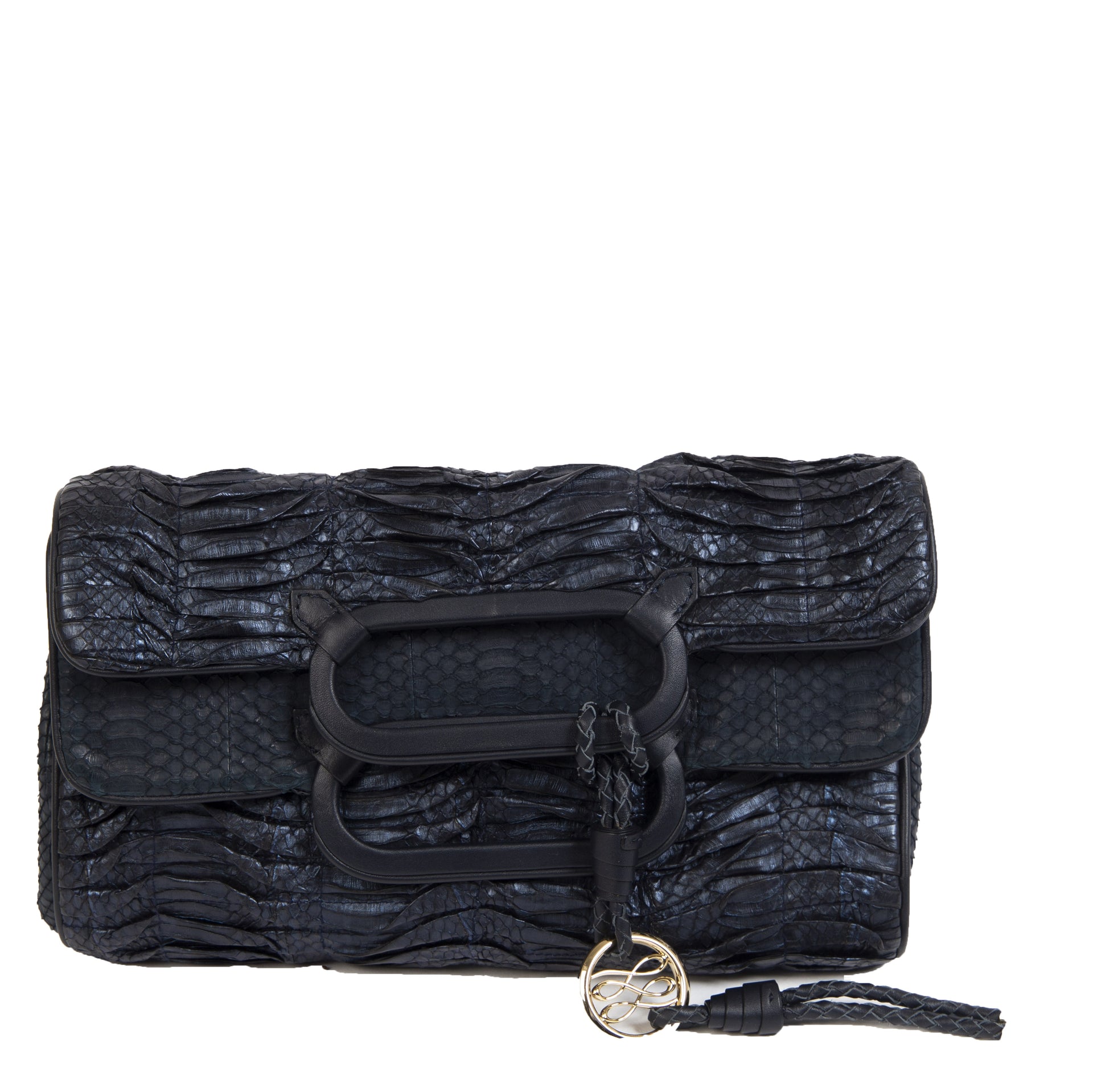 Lancel Blue Top Handle Clutch