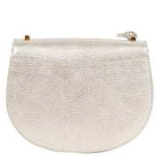 The back of the Delvaux Mutin Silver Leather Cross Body Bag 100% authentic designer bags online