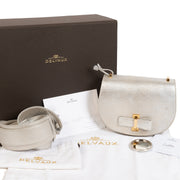 Delvaux Mutin Silver Leather Cross Body Bag as new with full set to shop at Labellov designer vintage shop online
