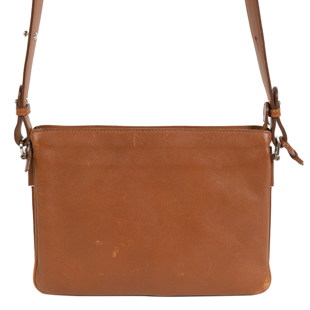 Authentieke Tweedehands Delvaux Cognac Crossbody Bag juiste prijs veilig online shoppen luxe merken webshop winkelen Antwerpen België mode fashion