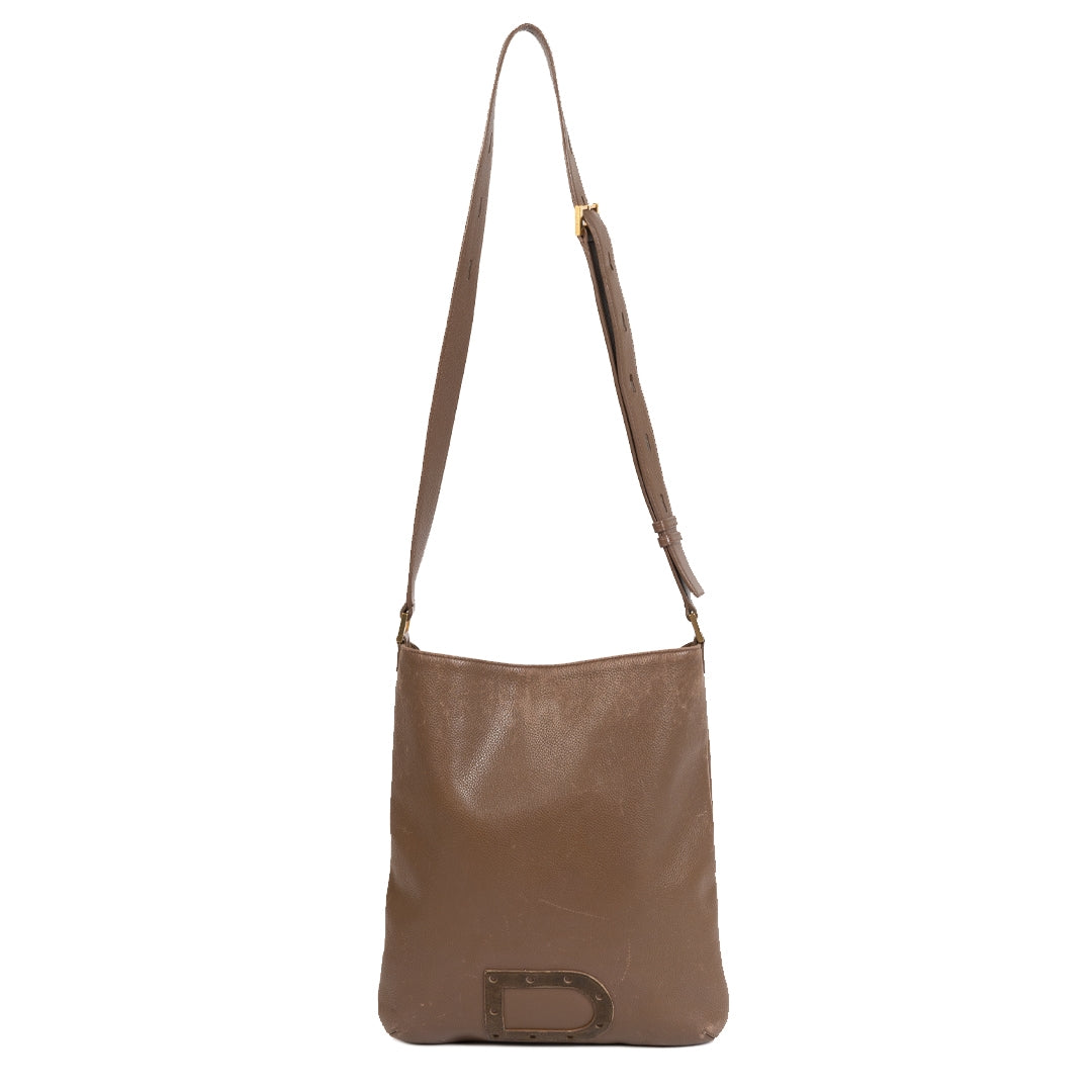 Delvaux Baudrier GM TT Taupe Leren Schoudertas