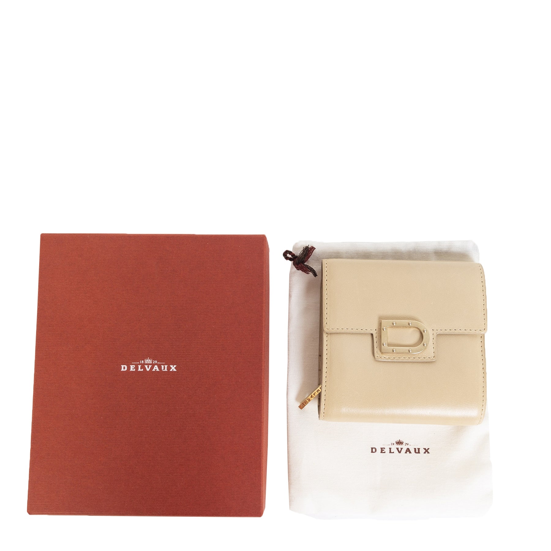 Authentieke Tweedehands Delvaux Beige Leather Wallet juiste prijs veilig online shoppen luxe merken webshop winkelen Antwerpen België mode fashion