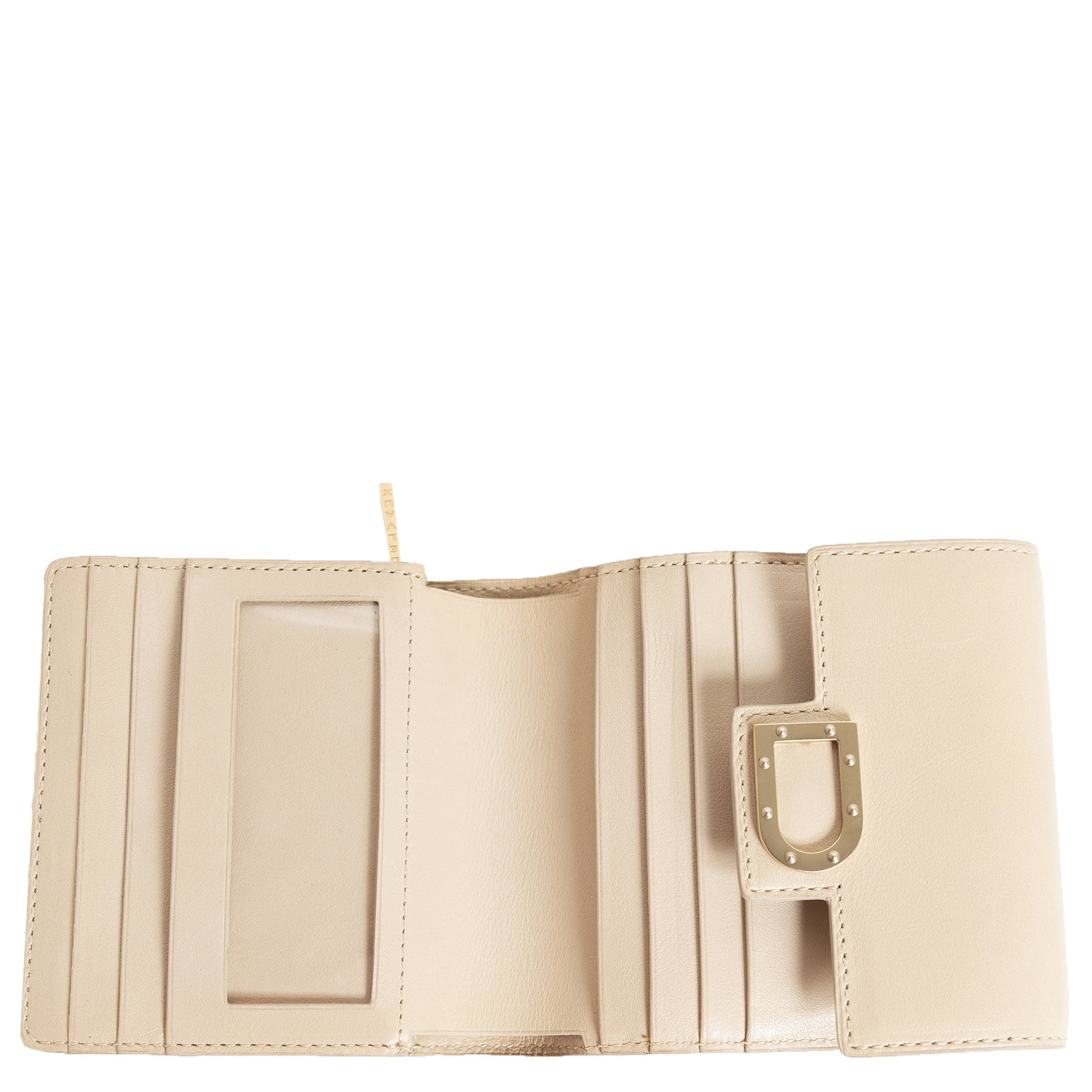 Authentieke Tweedehands Delvaux Beige Leather Wallet juiste prijs veilig online shoppen luxe merken webshop winkelen Antwerpen België mode fashion