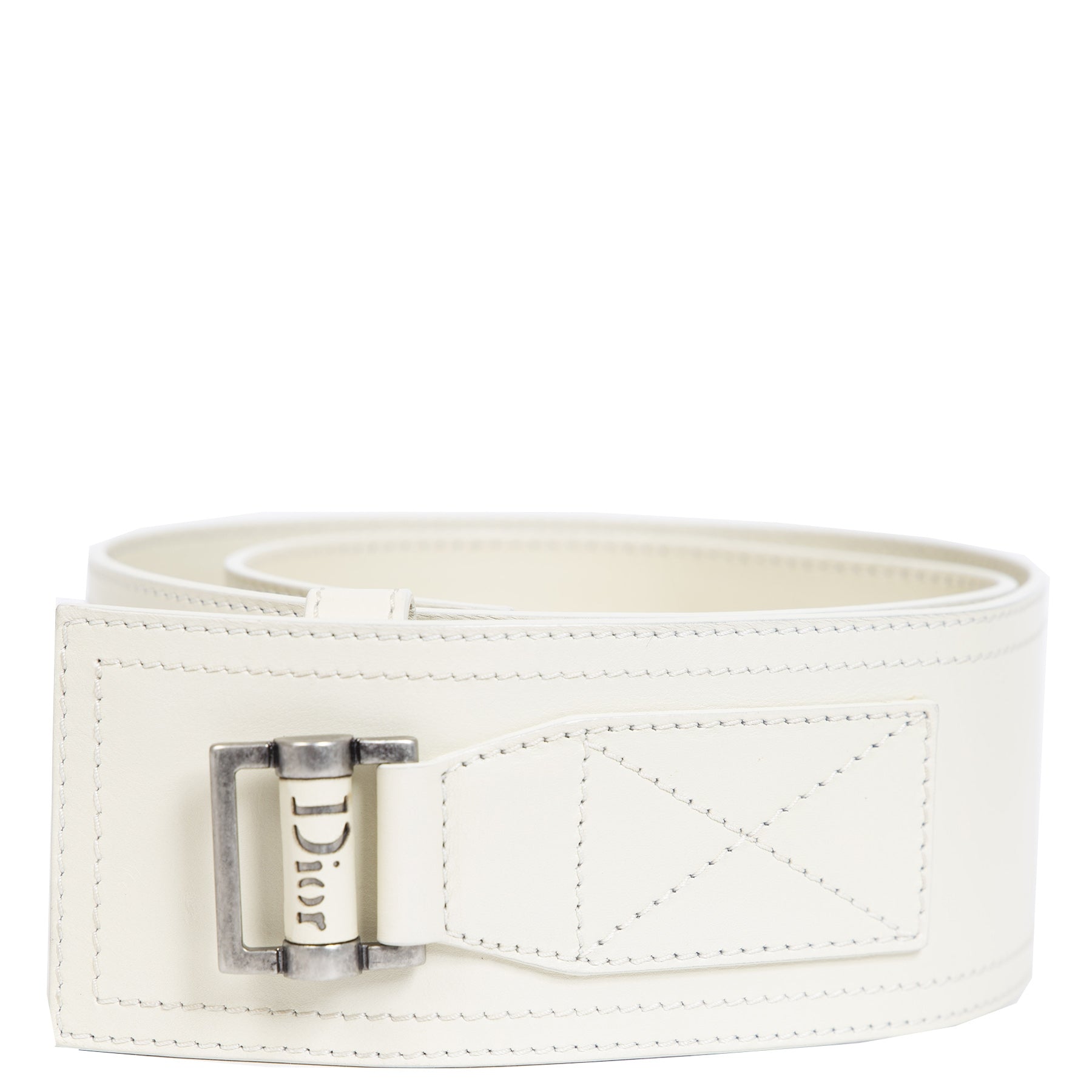 Authentieke Tweedehands Christian Dior Cream Wide Waist Belt juiste prijs veilig online shoppen luxe merken webshop winkelen Antwerpen België mode fashion