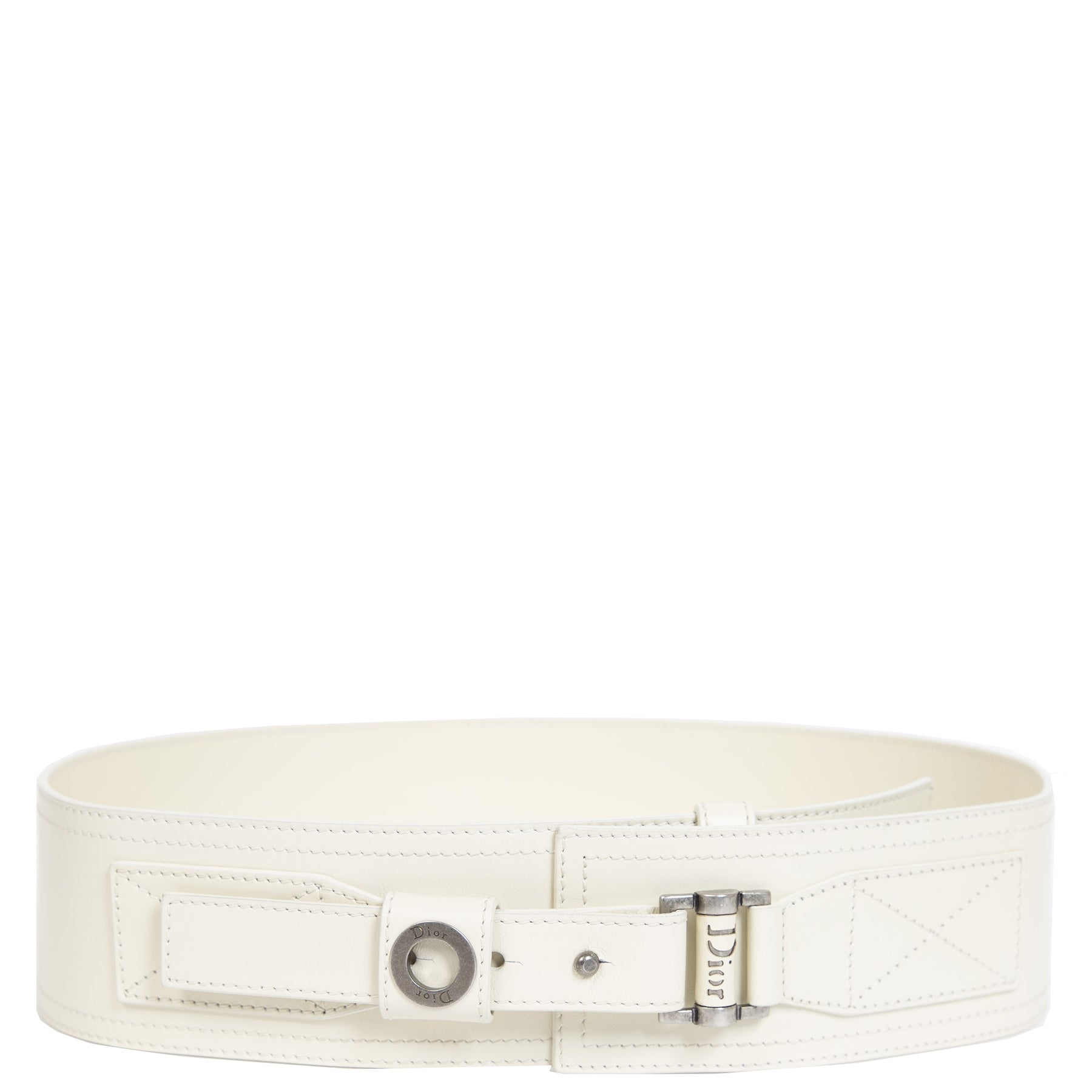 Authentieke Tweedehands Christian Dior Cream Wide Waist Belt juiste prijs veilig online shoppen luxe merken webshop winkelen Antwerpen België mode fashion