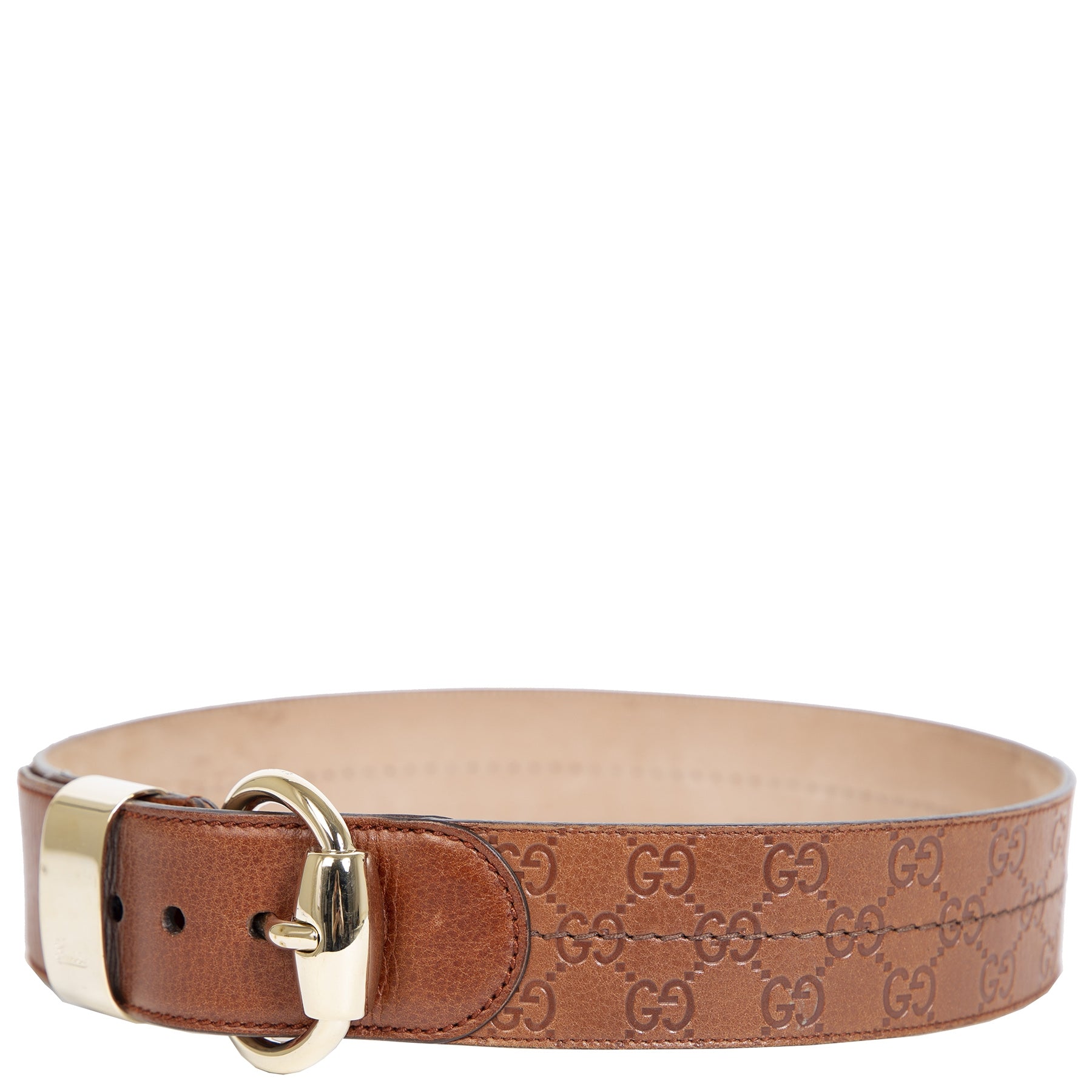 Authentieke Tweedehands Gucci Brown Leather Belt juiste prijs veilig online shoppen luxe merken webshop winkelen Antwerpen België mode fashion