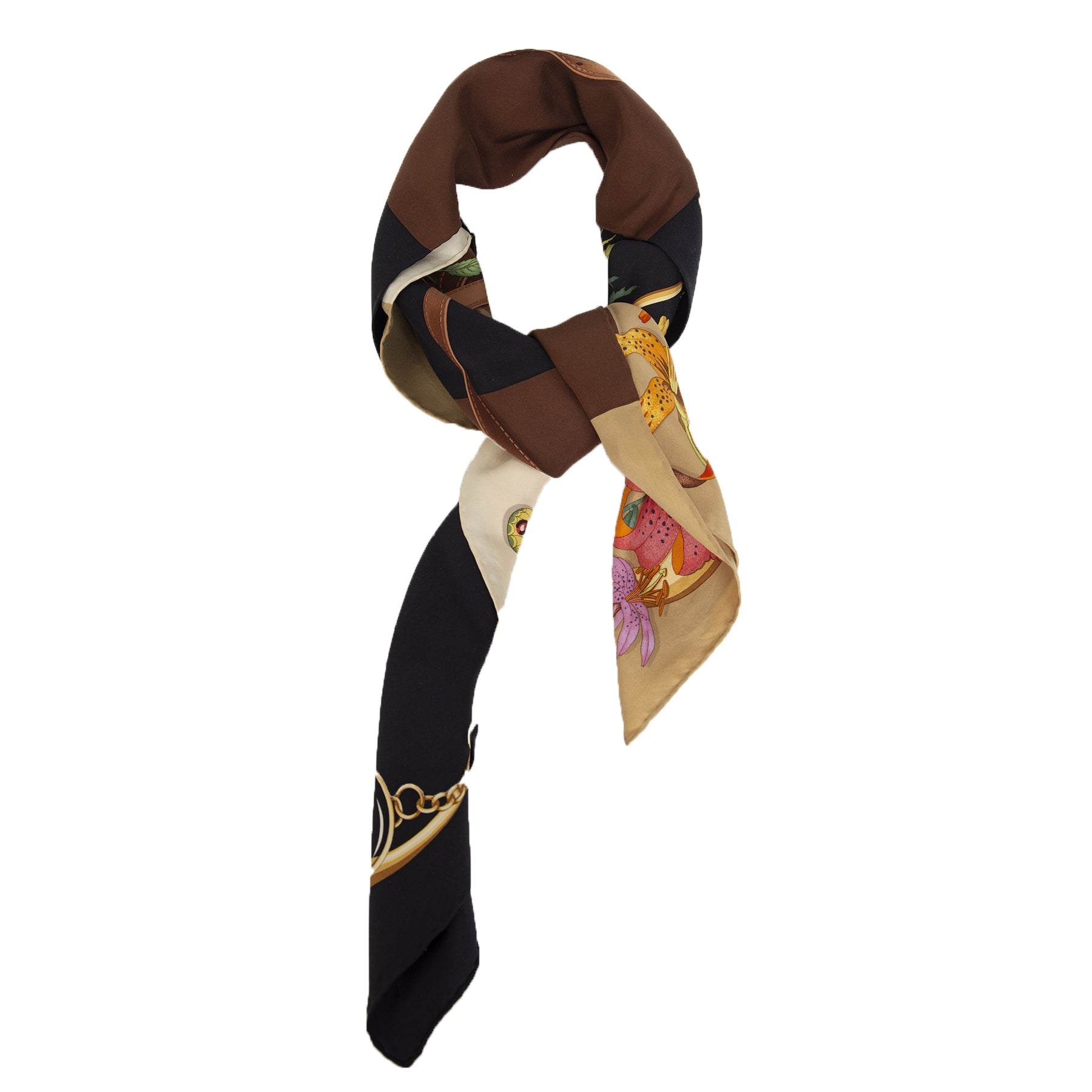 Authentieke Tweedehands Gucci Floral Checker Print Scarf juiste prijs veilig online shoppen luxe merken webshop winkelen Antwerpen België mode fashion