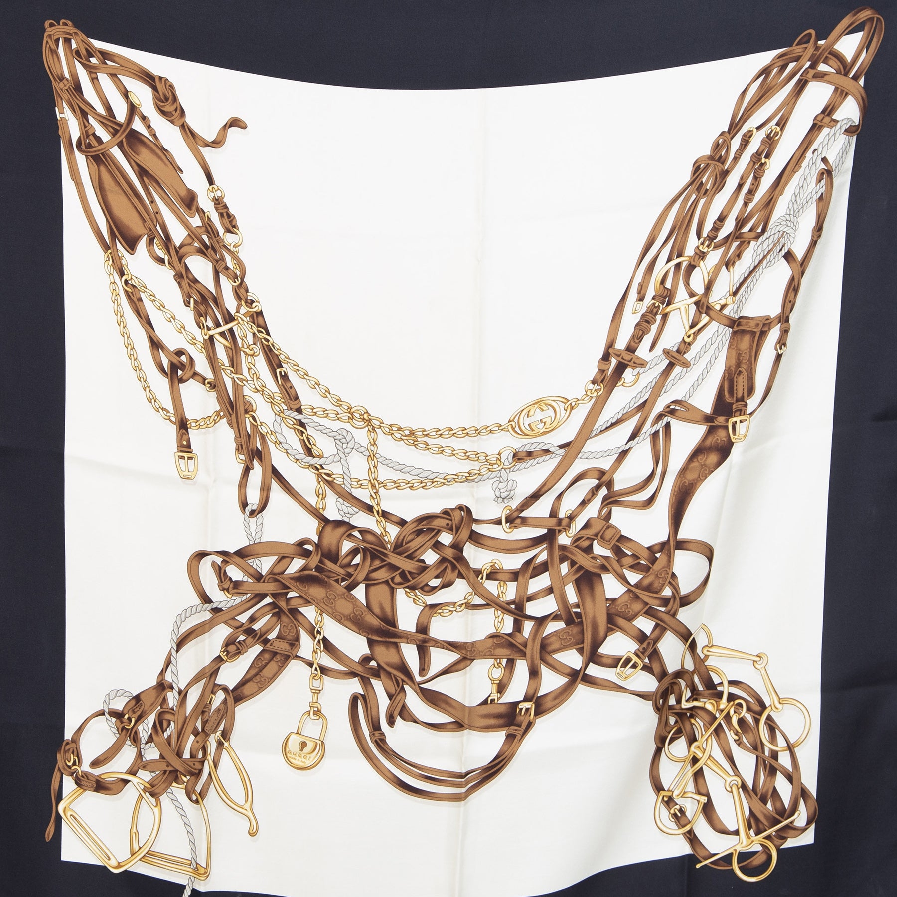 Authentieke Tweedehands Gucci Equestrian Style Scarf juiste prijs veilig online shoppen luxe merken webshop winkelen Antwerpen België mode fashion