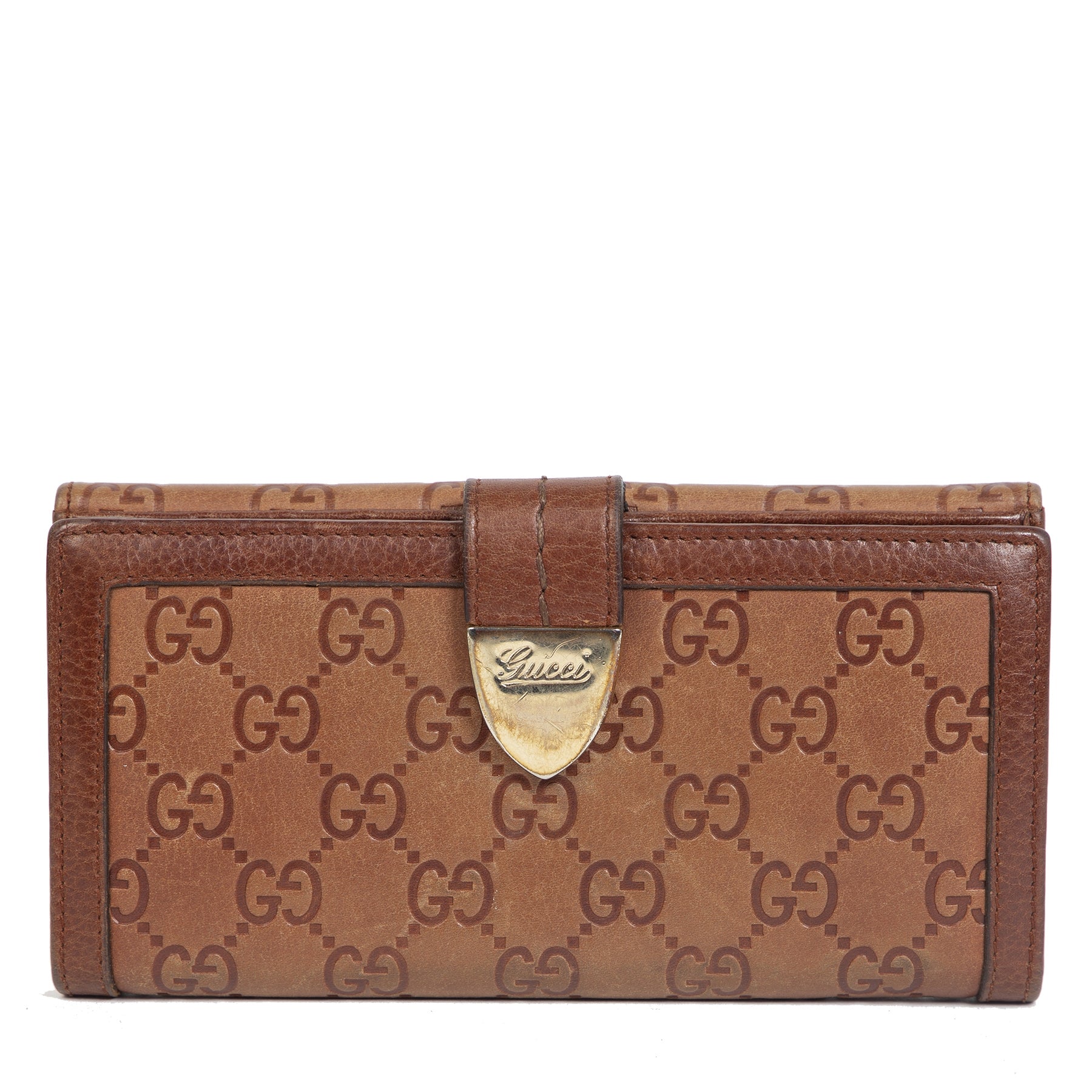Bent u op zoek naar een authentieke Gucci Brown Leather GG Wallet?