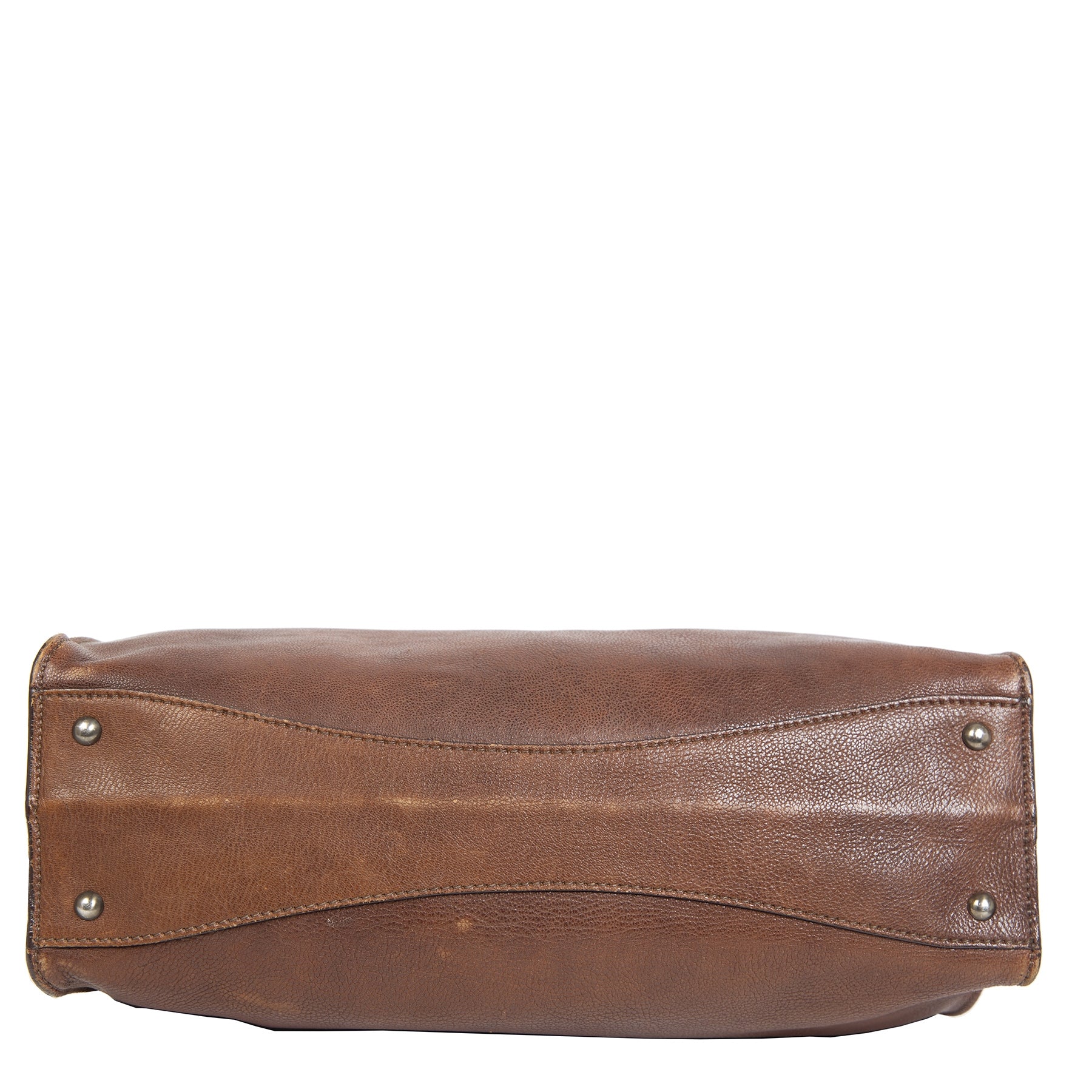 Authentieke Tweedehands Miu Miu Dark Brown Leather Top Handle Bag juiste prijs veilig online shoppen luxe merken webshop winkelen Antwerpen België mode fashion