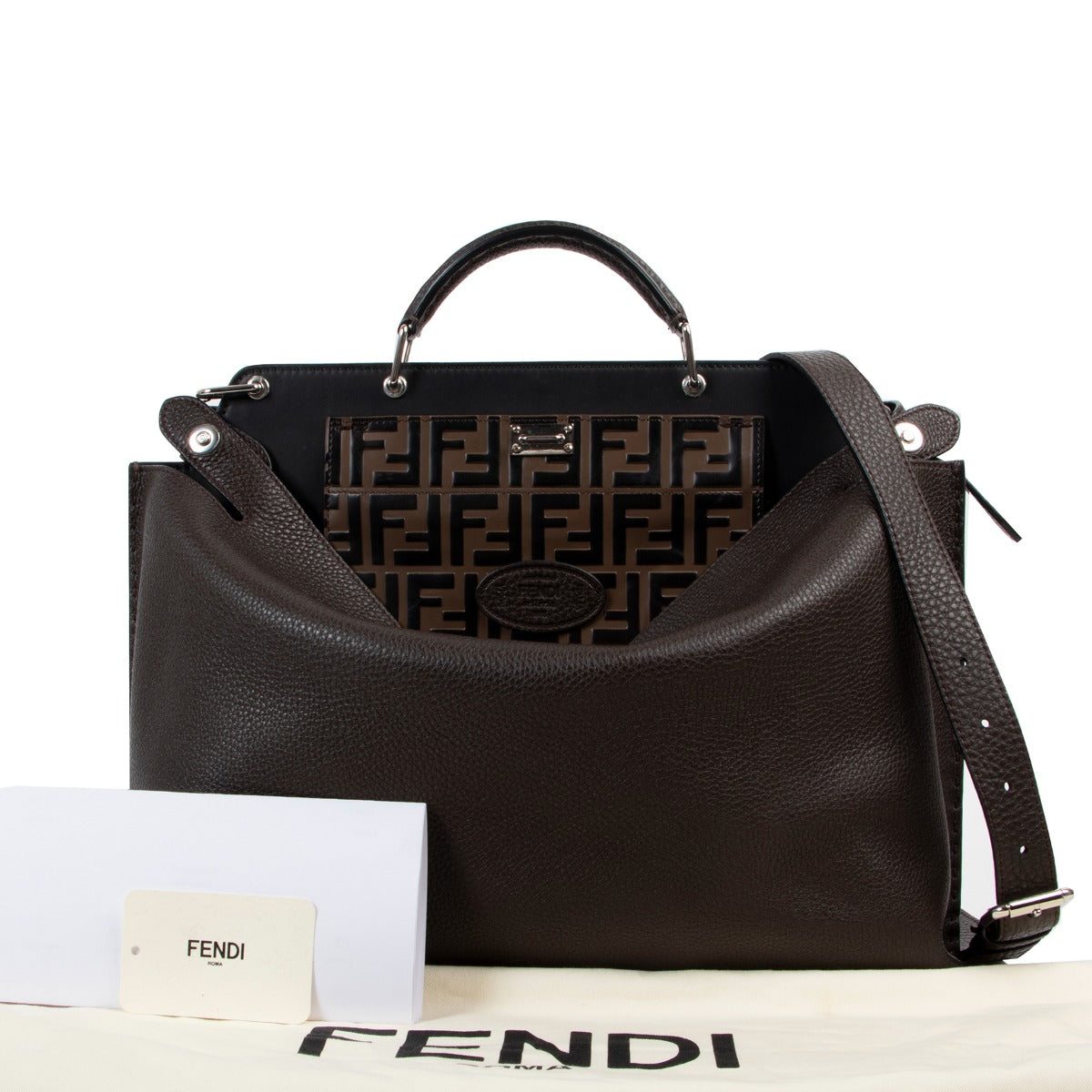 Shop authentic second hand luxury fashion designer Fendi Ebony Peekaboo Iconic Essentially Briefcase at Labellov